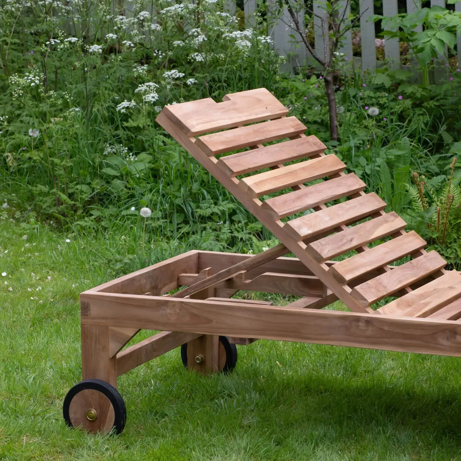 Tiana Teak Sun Lounger with Wheels