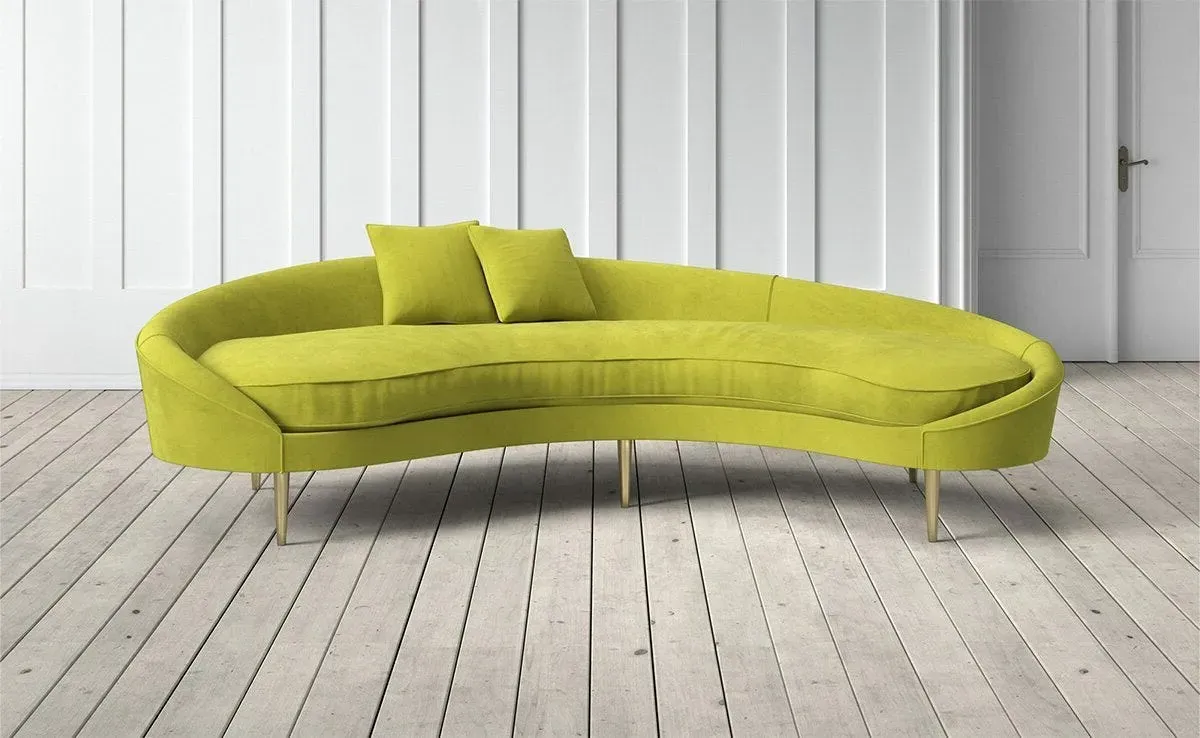 Tiffany 3-Seater Right Facing Curved Sofa - Pistachio, Velvet