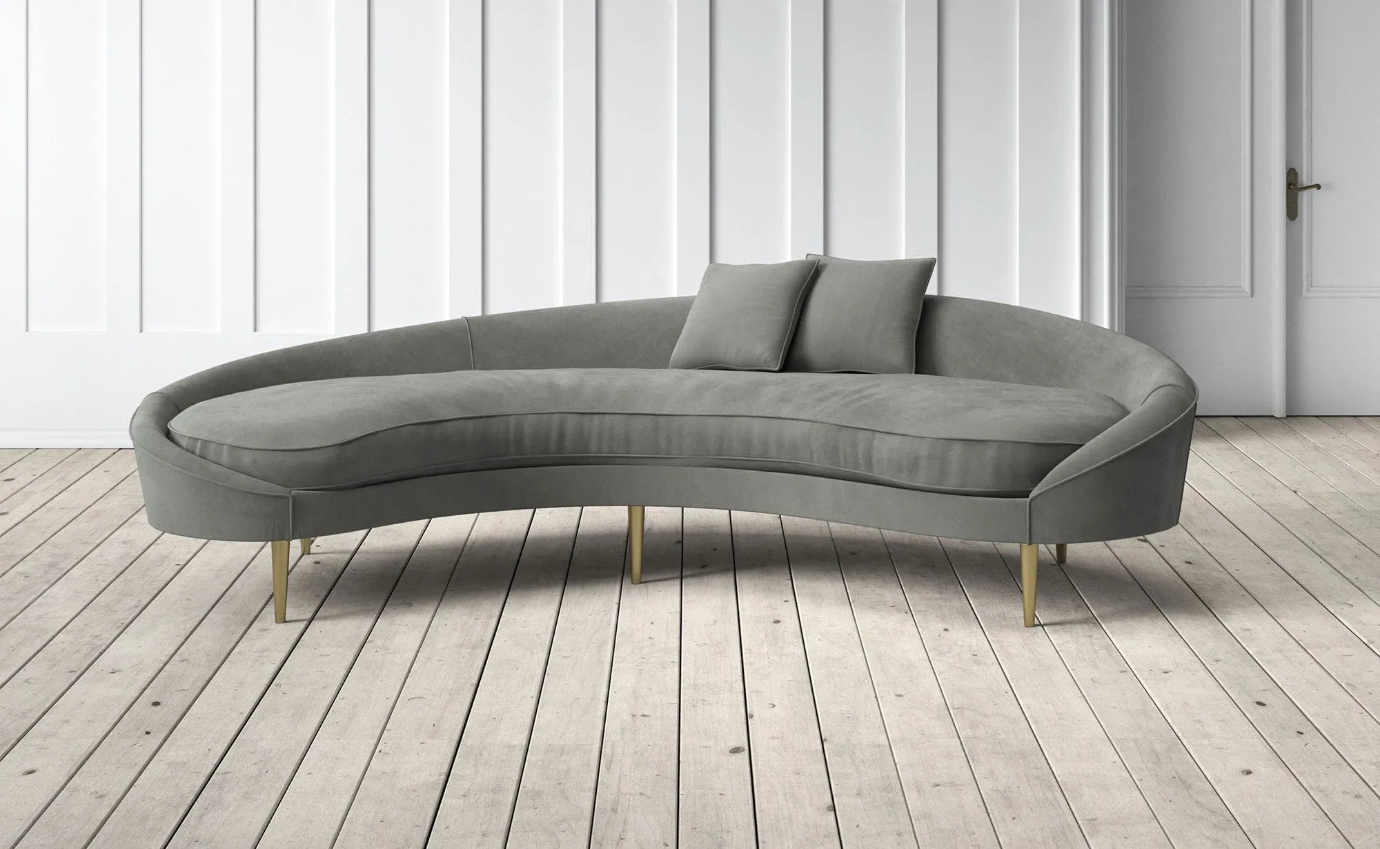 Tiffany Left Hand Facing 3-Seater Sofa - Battleship, Velvet