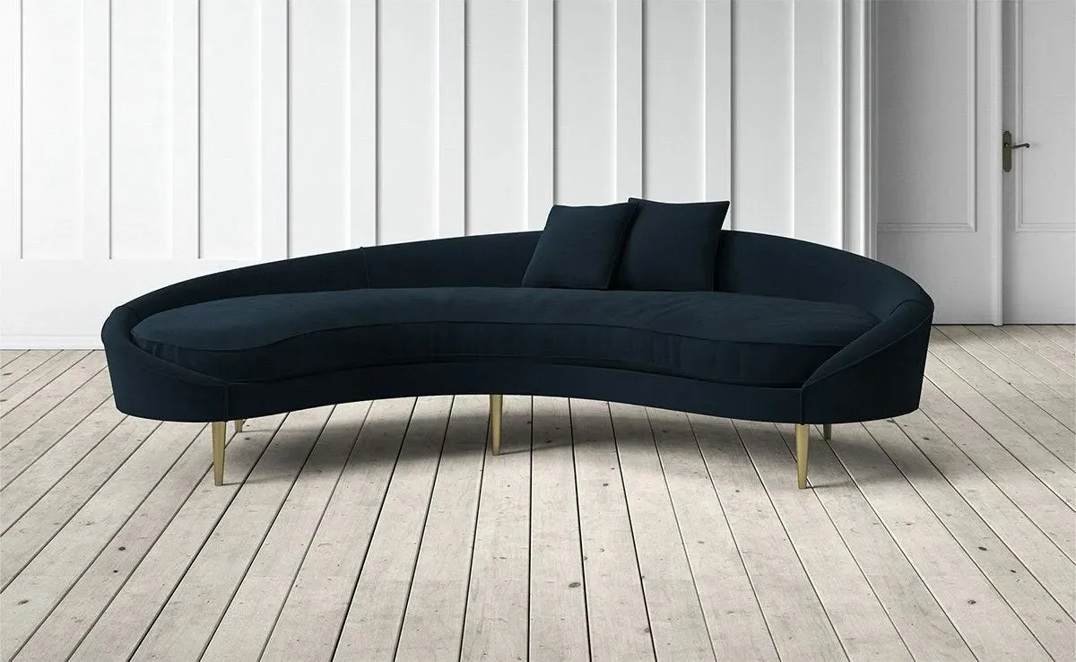 Tiffany Left Hand Facing 3-Seater Sofa - Navy, Velvet