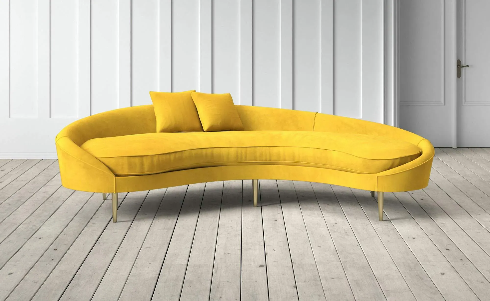 Tiffany Right Hand Curved Sofa - Canary, Velvet image