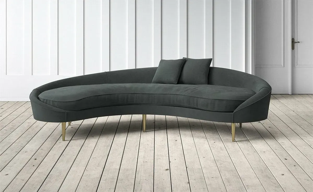Tiffany Right-Handed 3-Seater Curved Sofa - Lava, Velvet