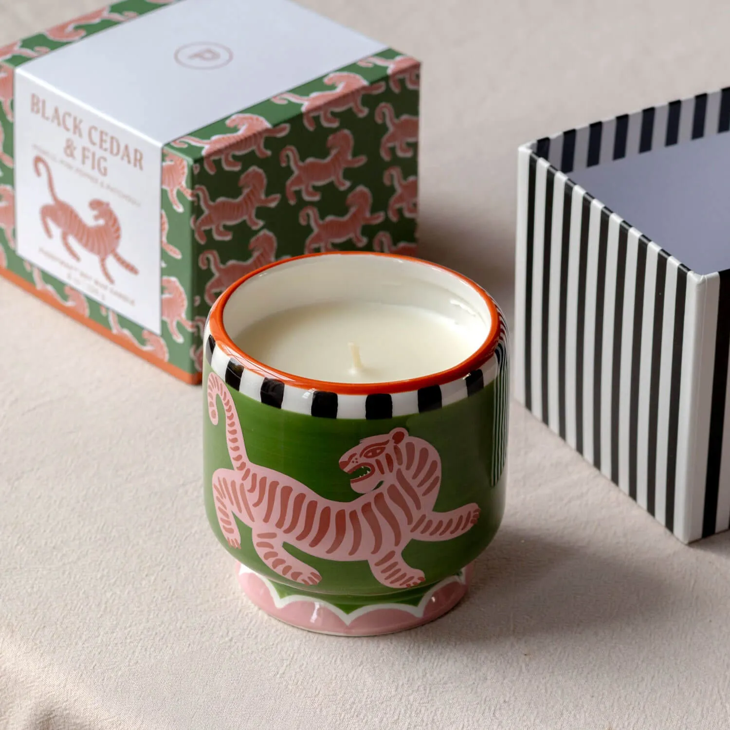 Tiger Ceramic Cedar and Fig Candle - Ceramic