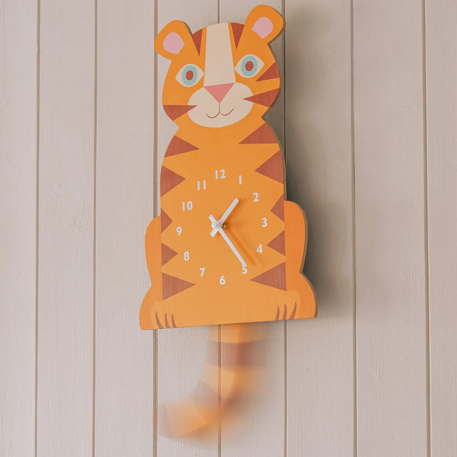 Tiger Wooden Wall Clock with Pendulum - Plywood
