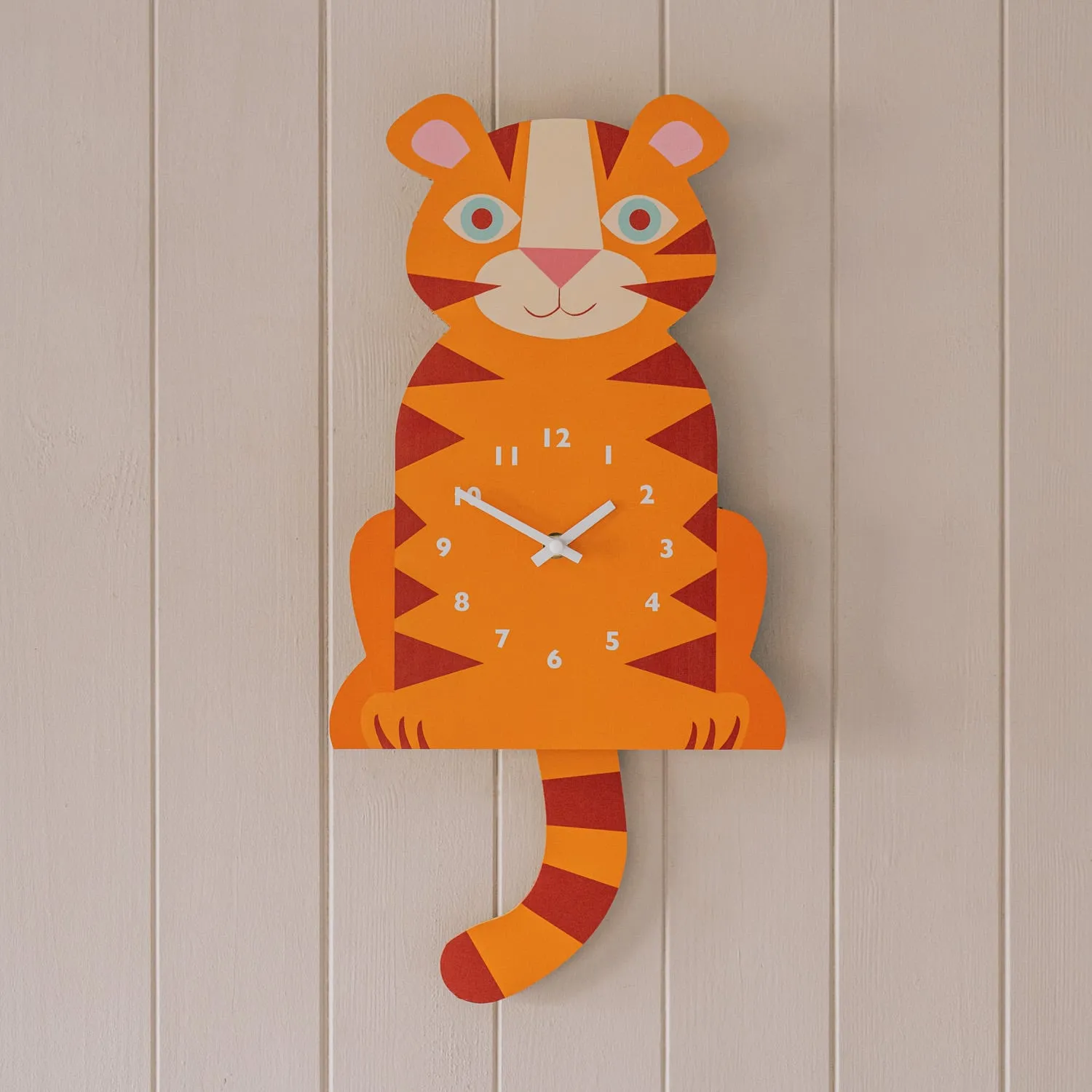 Tiger Wooden Wall Clock with Pendulum - Plywood