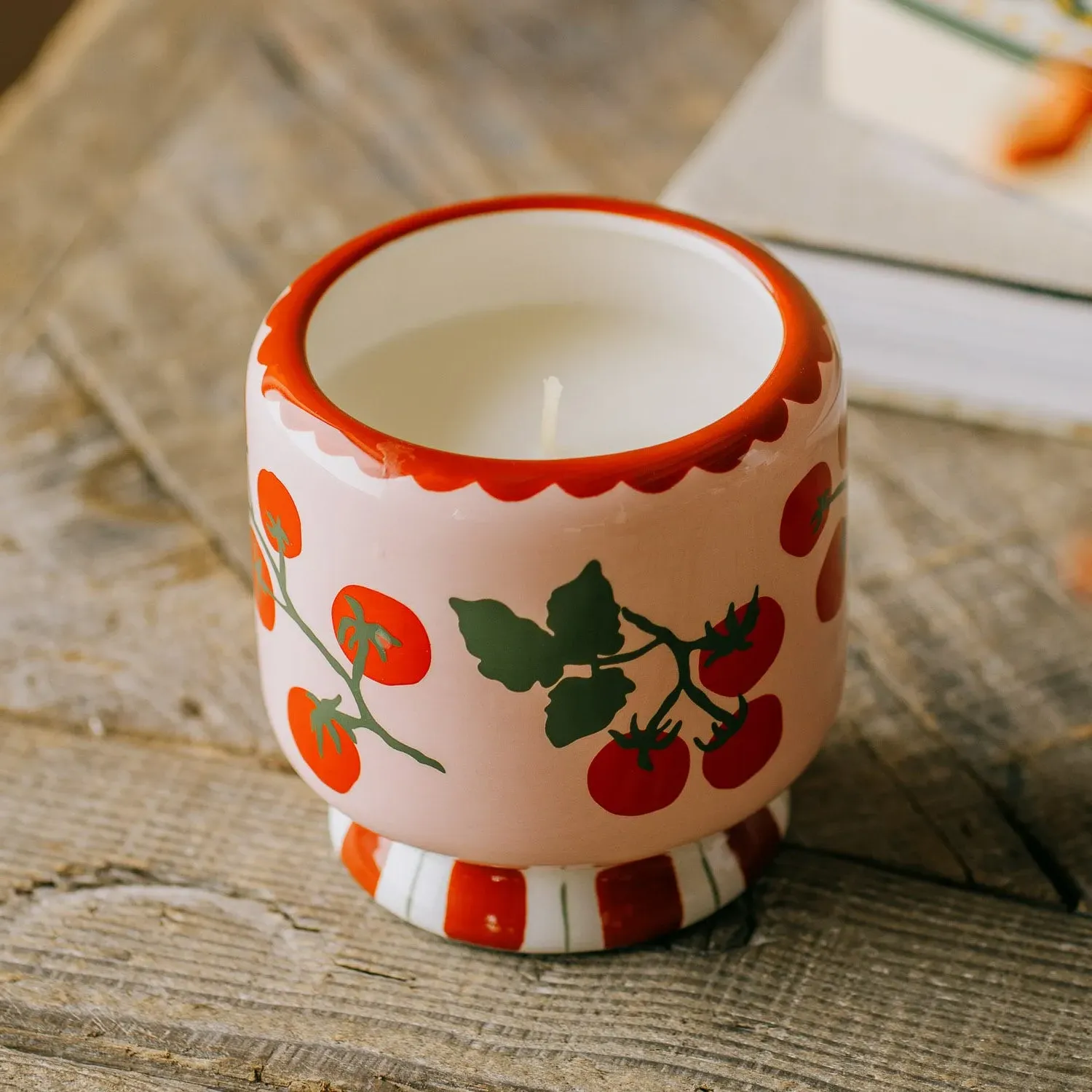 Tomato Vine Ceramic Candle - Hand-Painted image