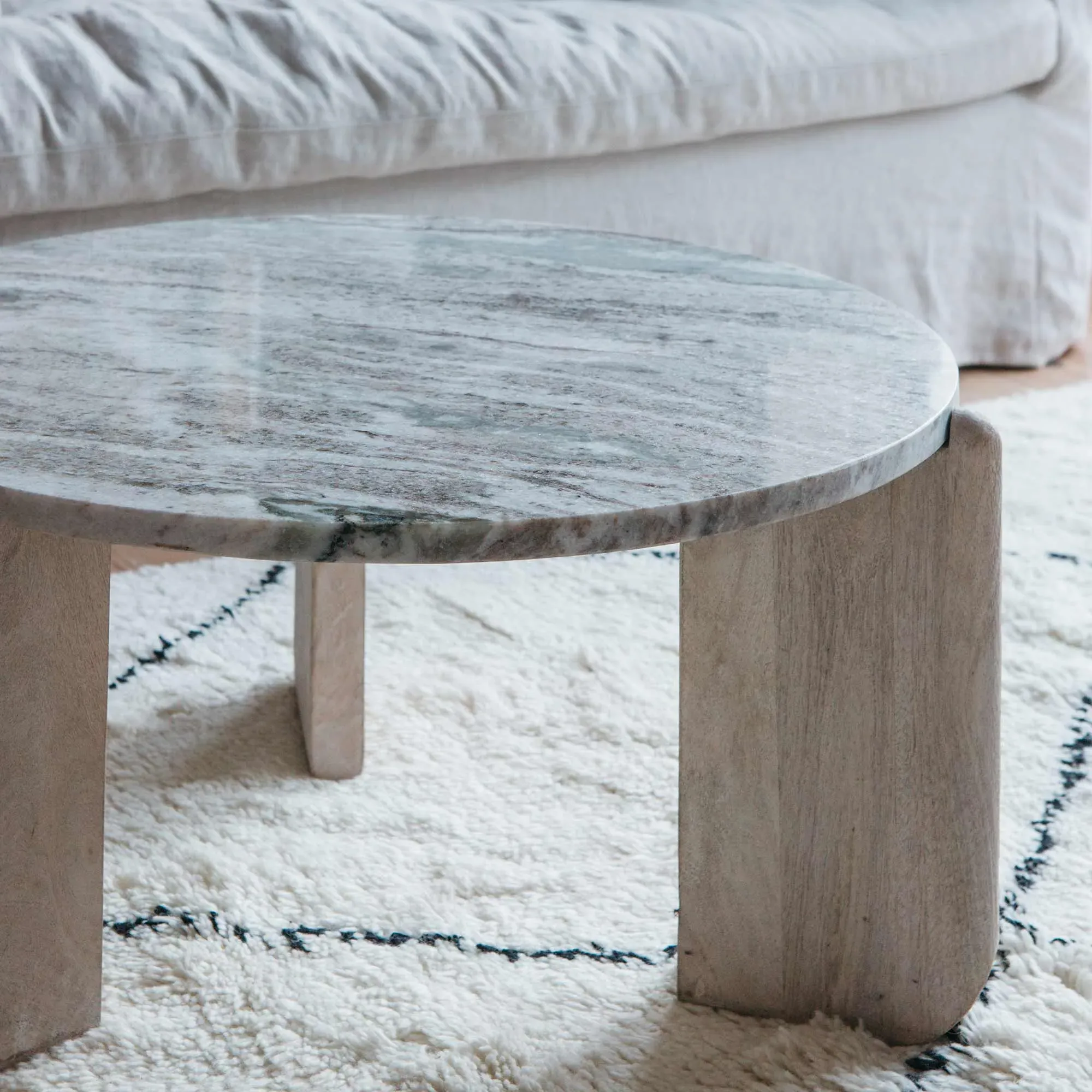 Toronto Round Coffee Table - Marble, Mango Wood