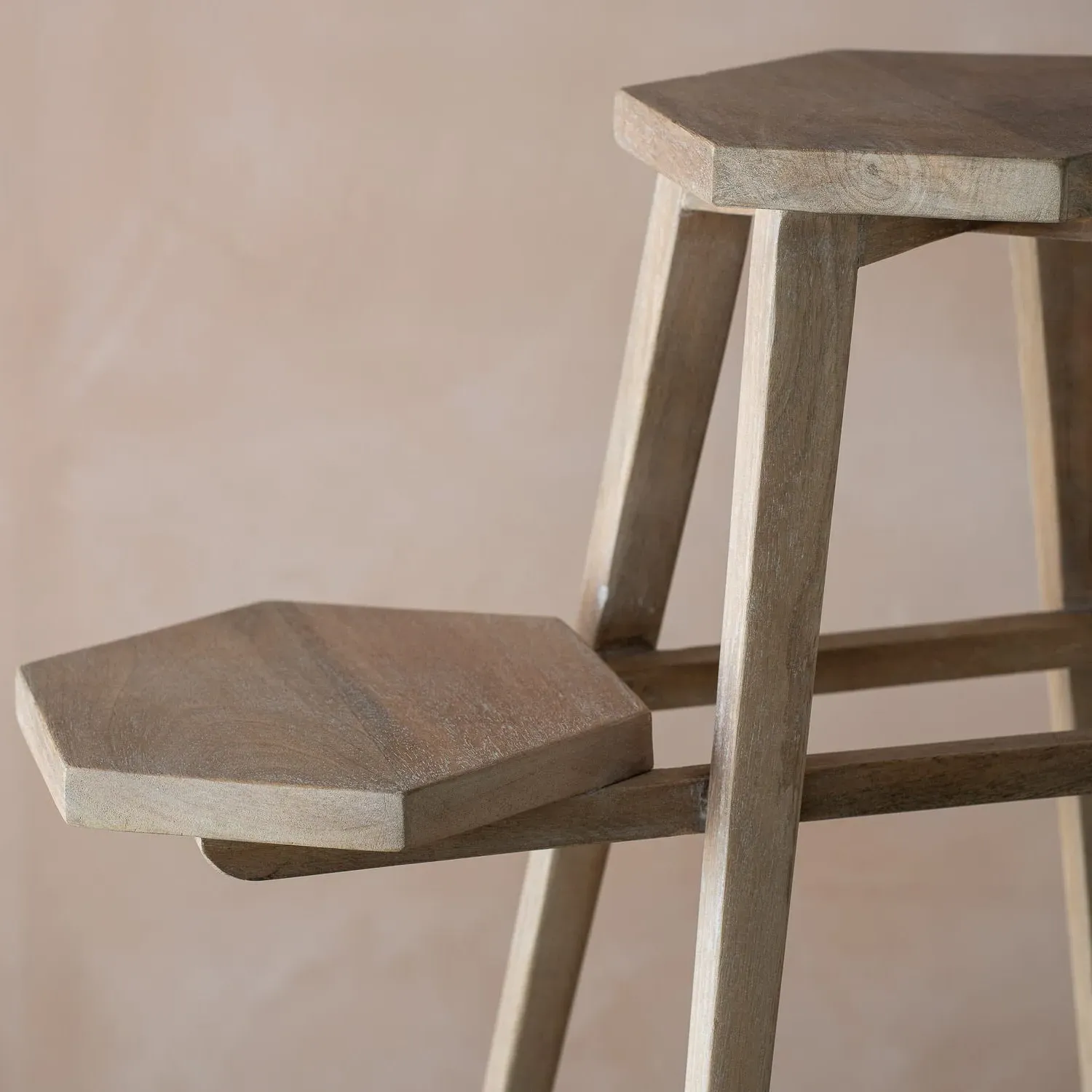 Triple Top Planter Side Table - Natural, Mango Wood