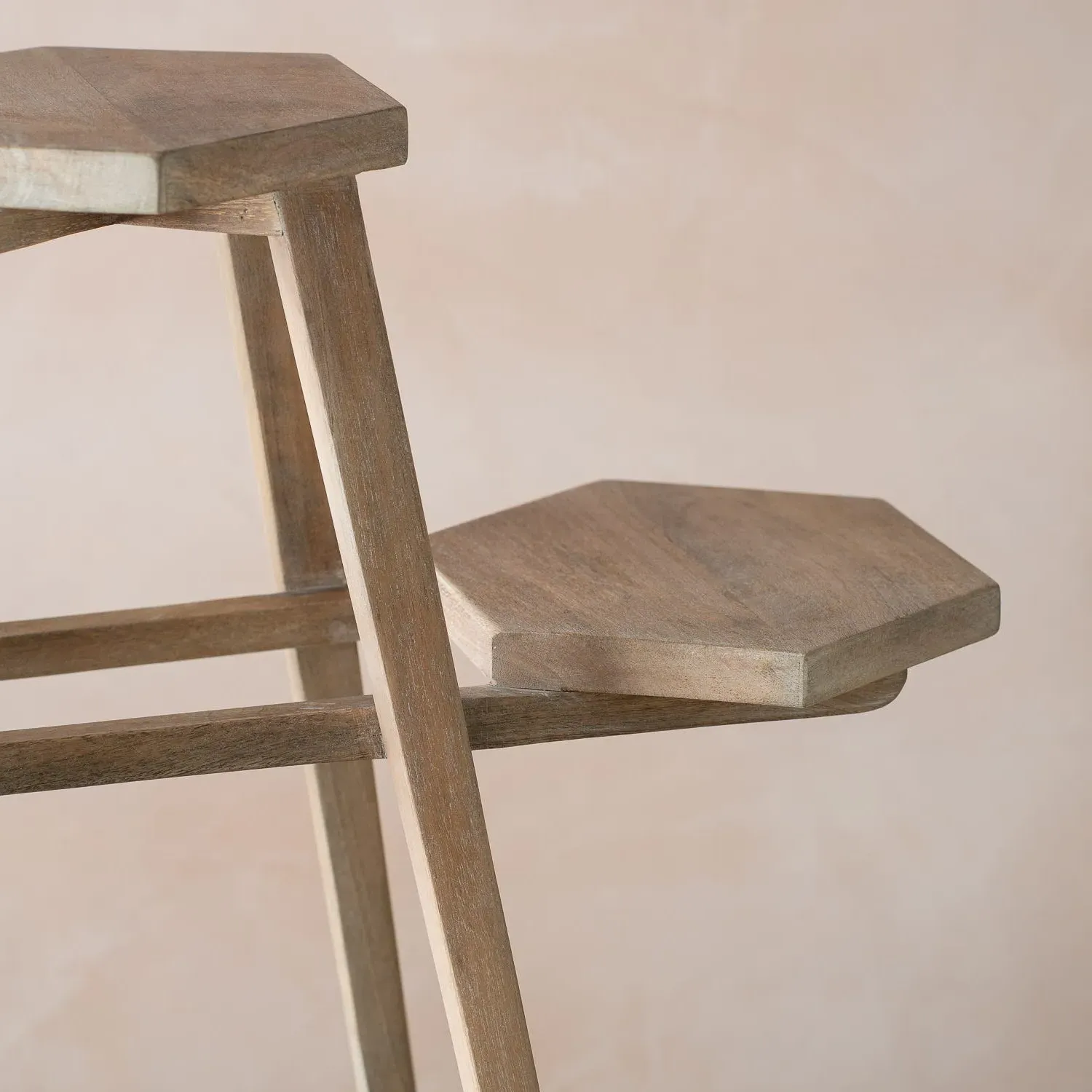 Triple Top Planter Side Table - Natural, Mango Wood