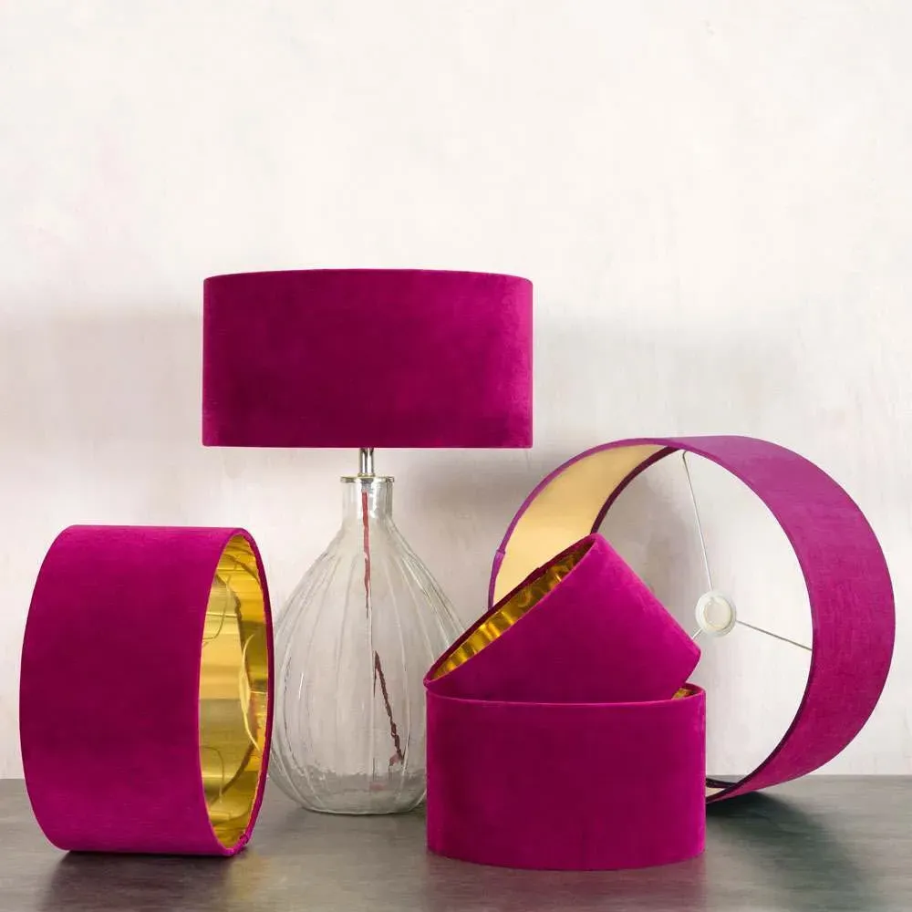 Tulip 12" Lamp Shade - Pink, Velvet