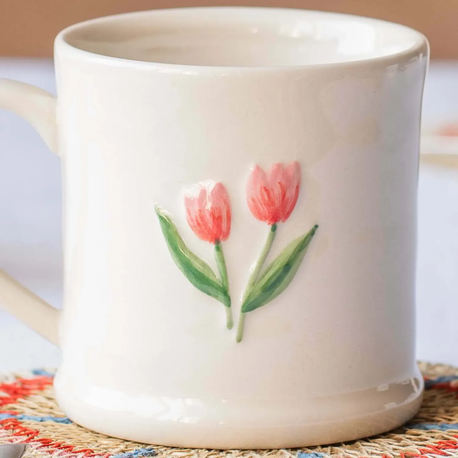 Tulips Motif Mini Mug - Neutral, Stoneware