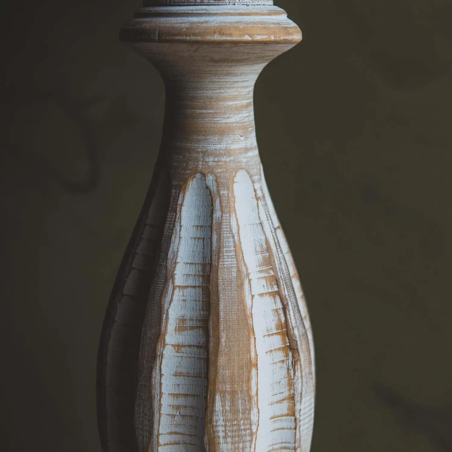 Turned Spindle Table Lamp with Shade - Iron, Pine Wood