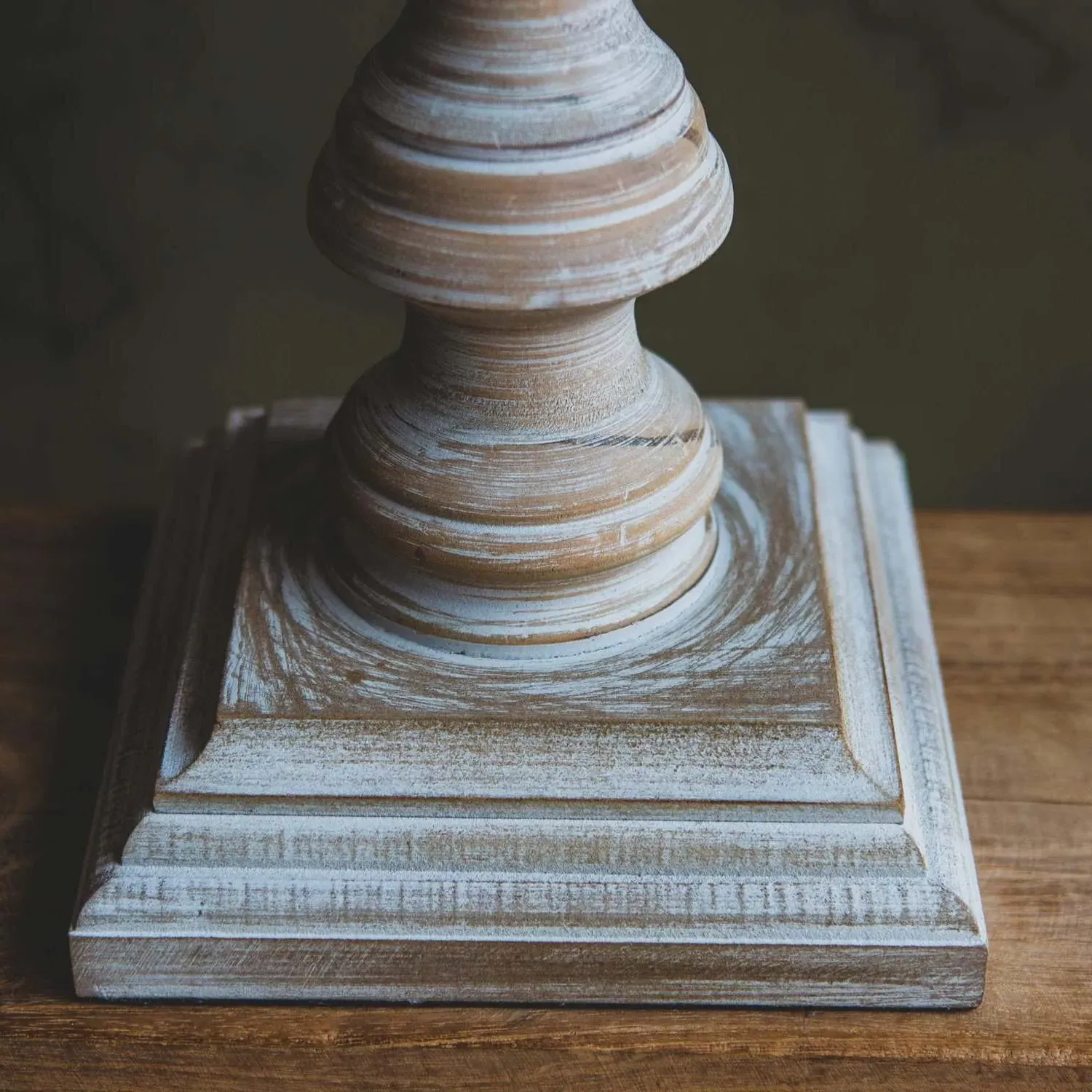 Turned Spindle Table Lamp with Shade - Iron, Pine Wood