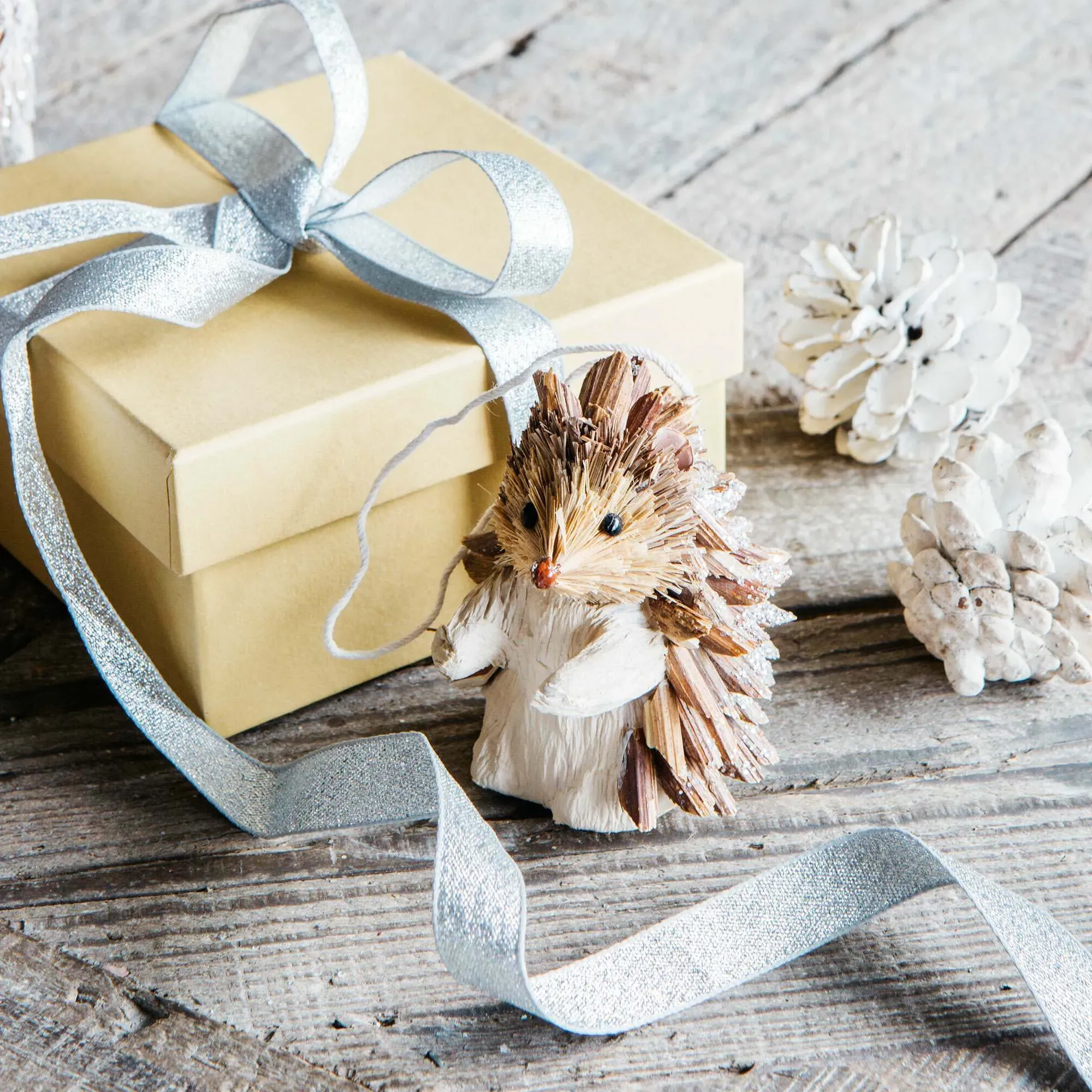 Twig Hedgehog Decoration - Silver