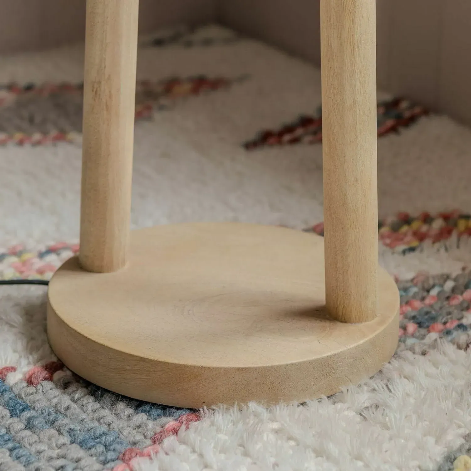 Twin Stem Wooden Floor Lamp - Mango Wood