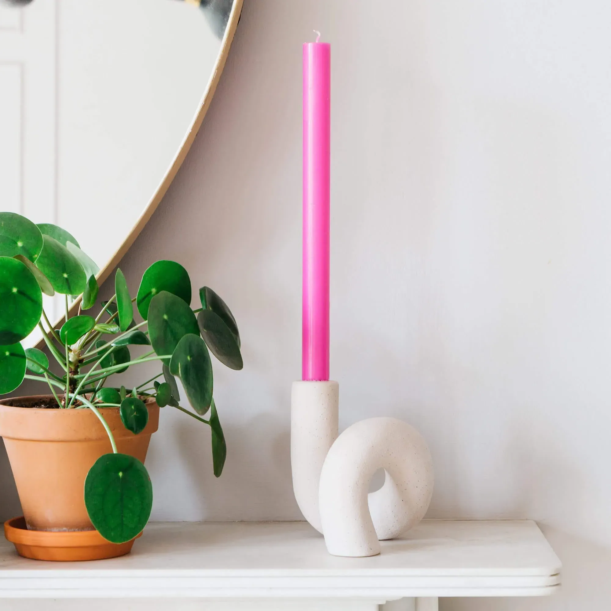 Twisted Candle Holder - Pale Pink, Ceramic
