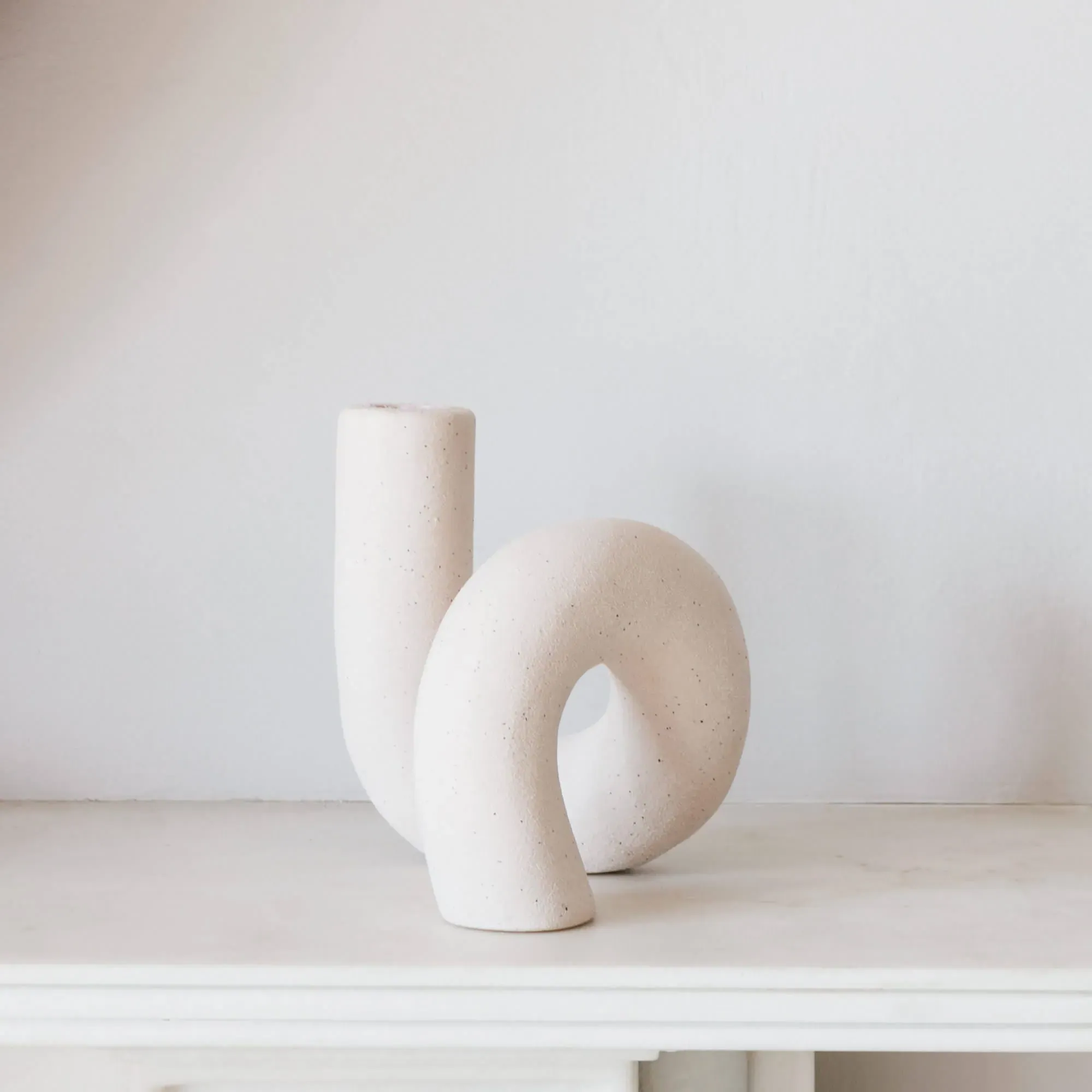 Twisted Candle Holder - Pale Pink, Ceramic