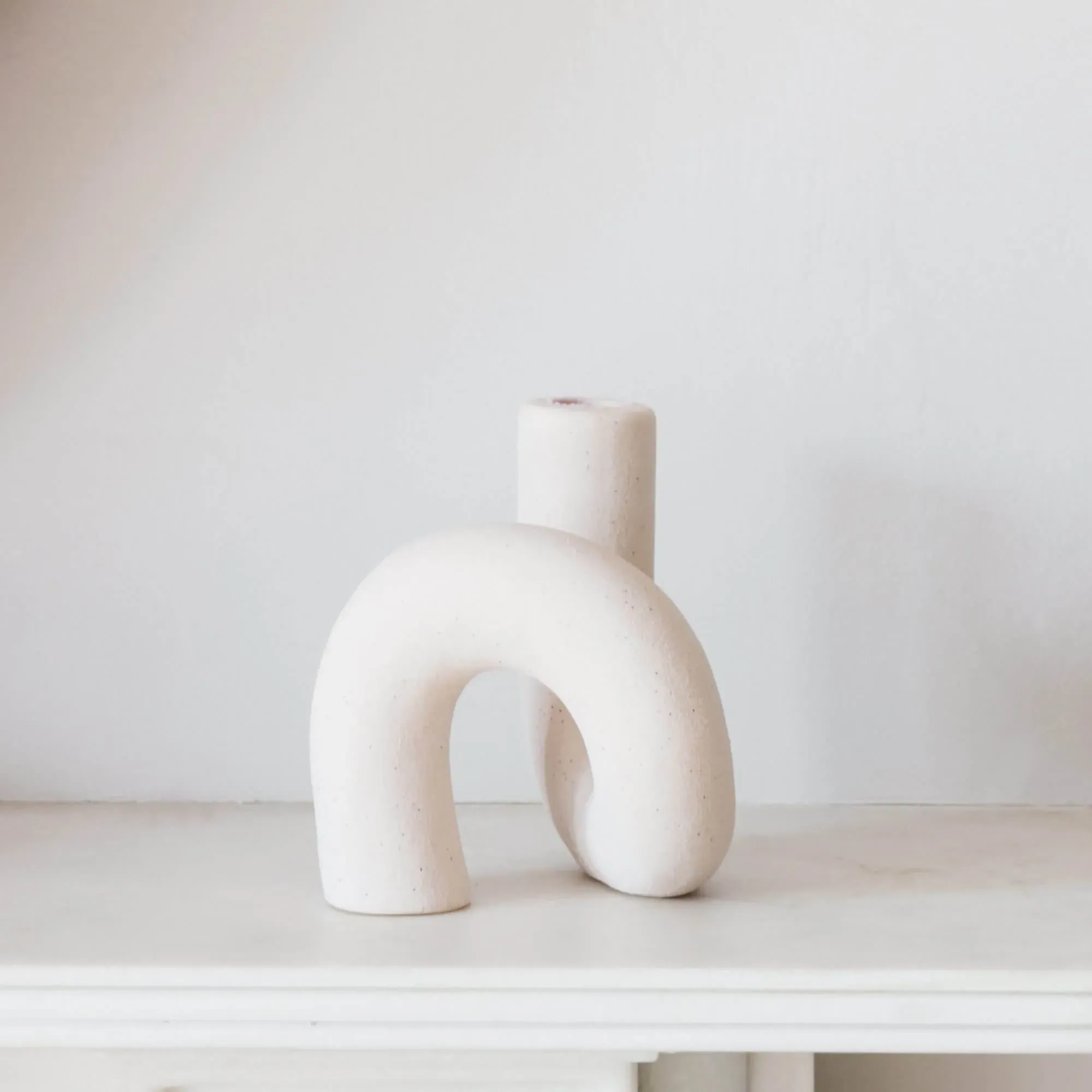 Twisted Candle Holder - Pale Pink, Ceramic