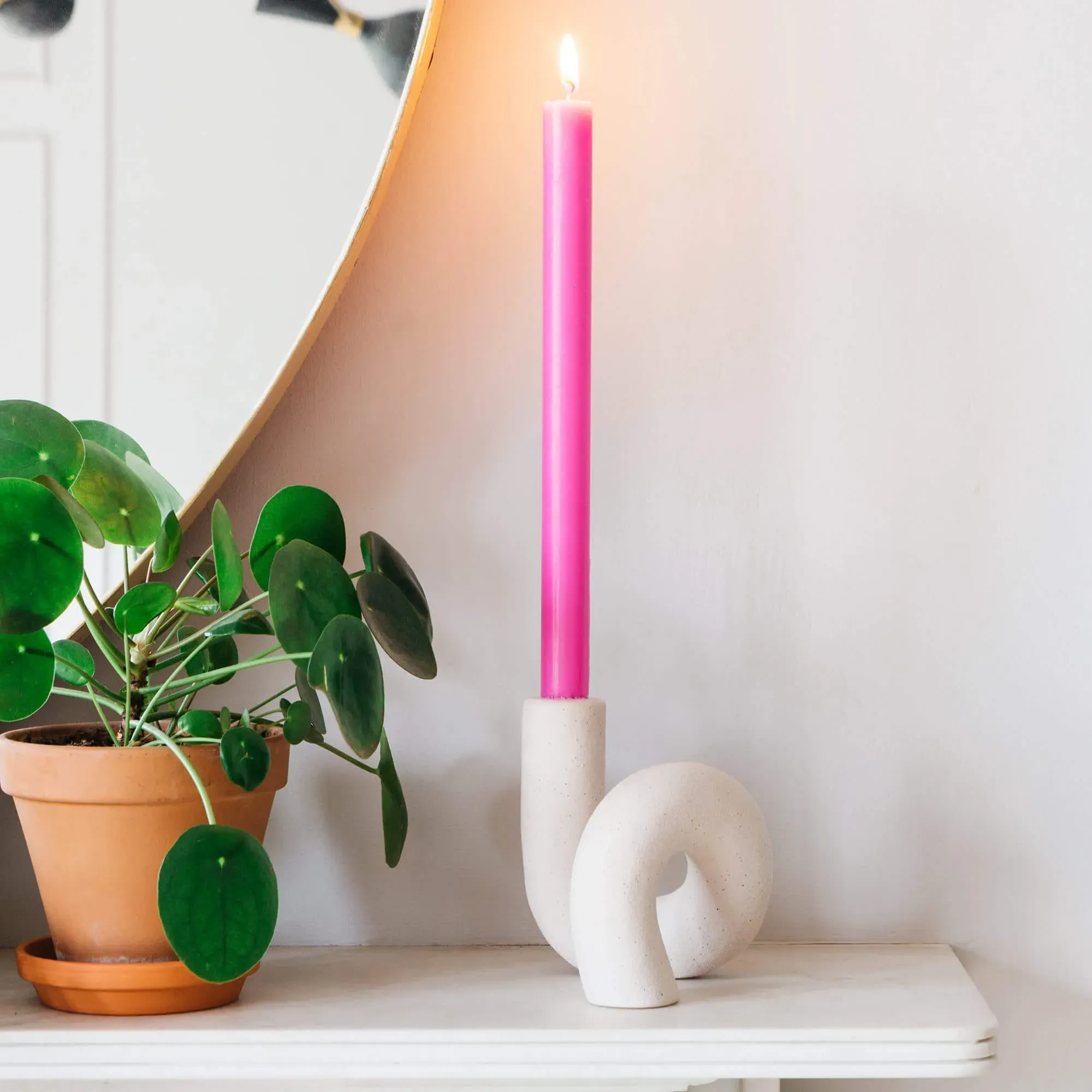 Twisted Candle Holder - Pale Pink, Ceramic image