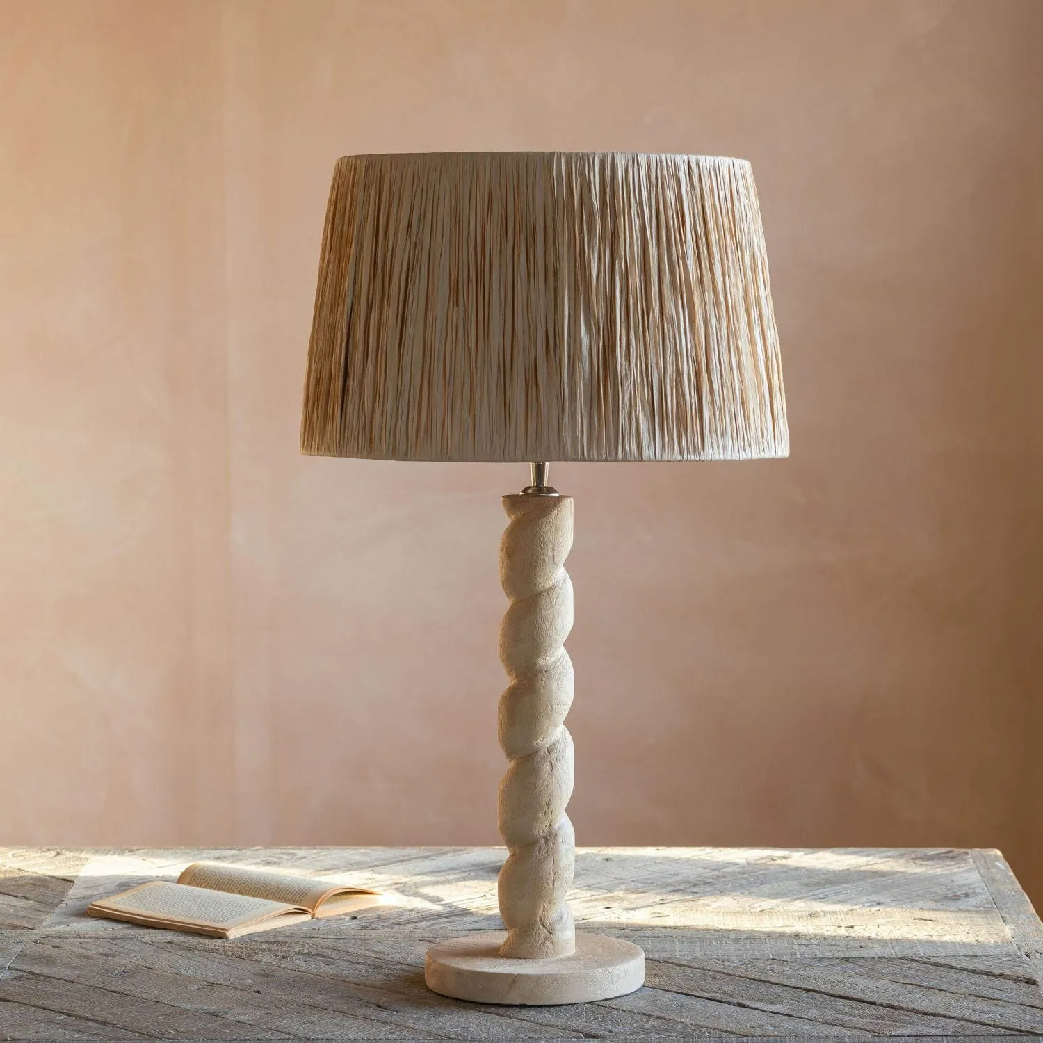 Twisted Table Lamp - Natural Wood