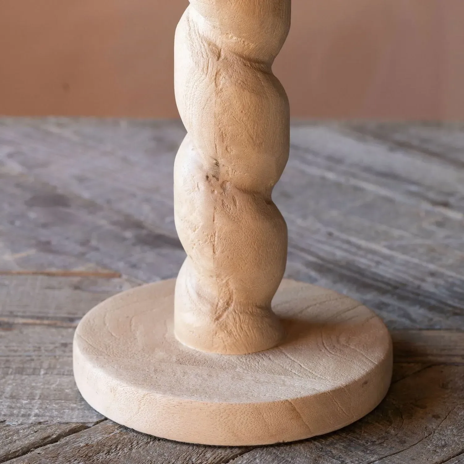 Twisted Table Lamp - Natural Wood