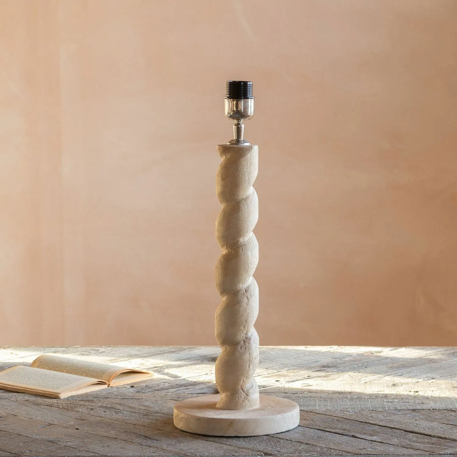 Twisted Table Lamp - Natural Wood
