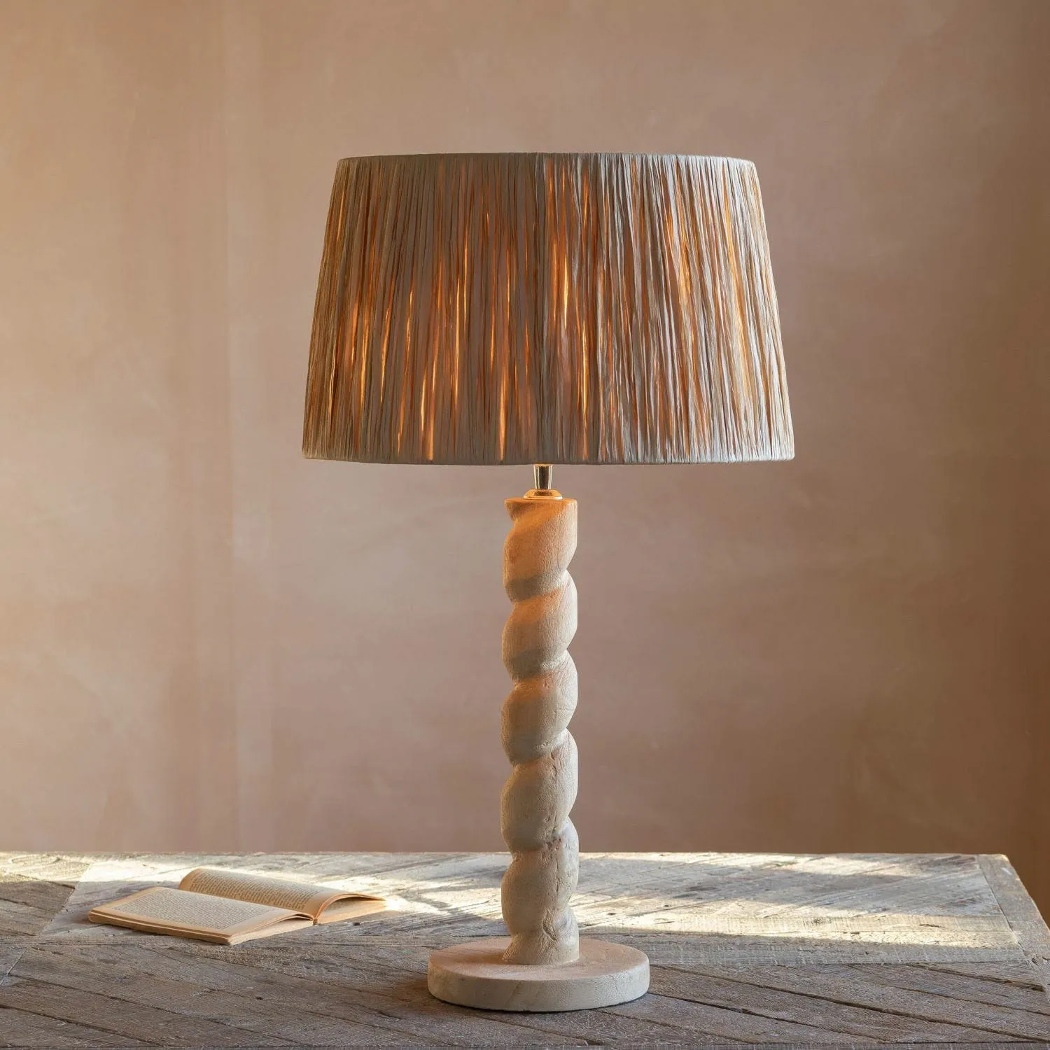 Twisted Table Lamp - Natural Wood