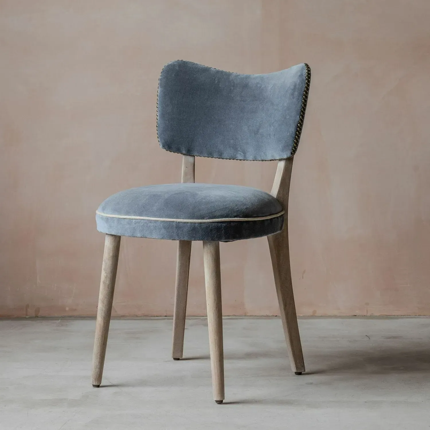 Upholstered Dining Chair - Grey, Velvet