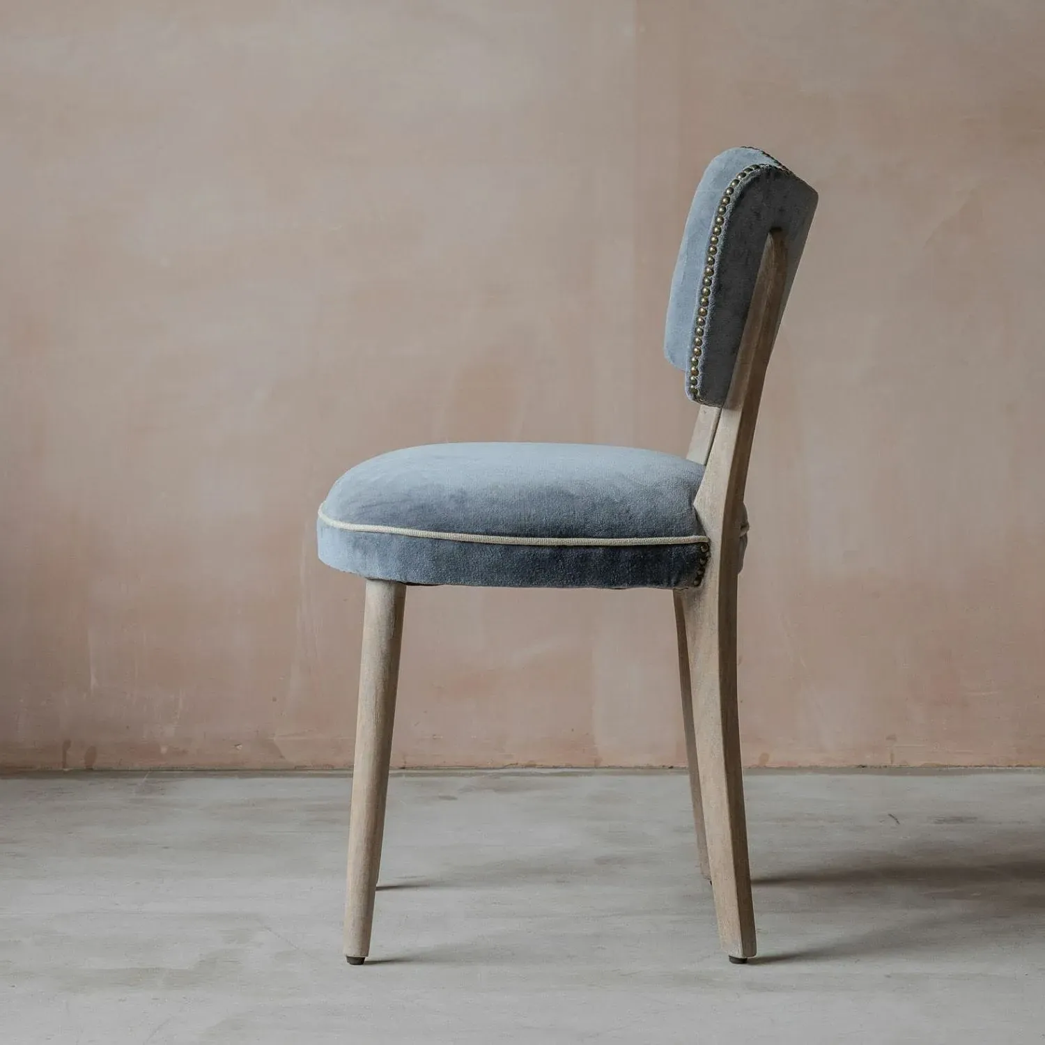 Upholstered Dining Chair - Grey, Velvet