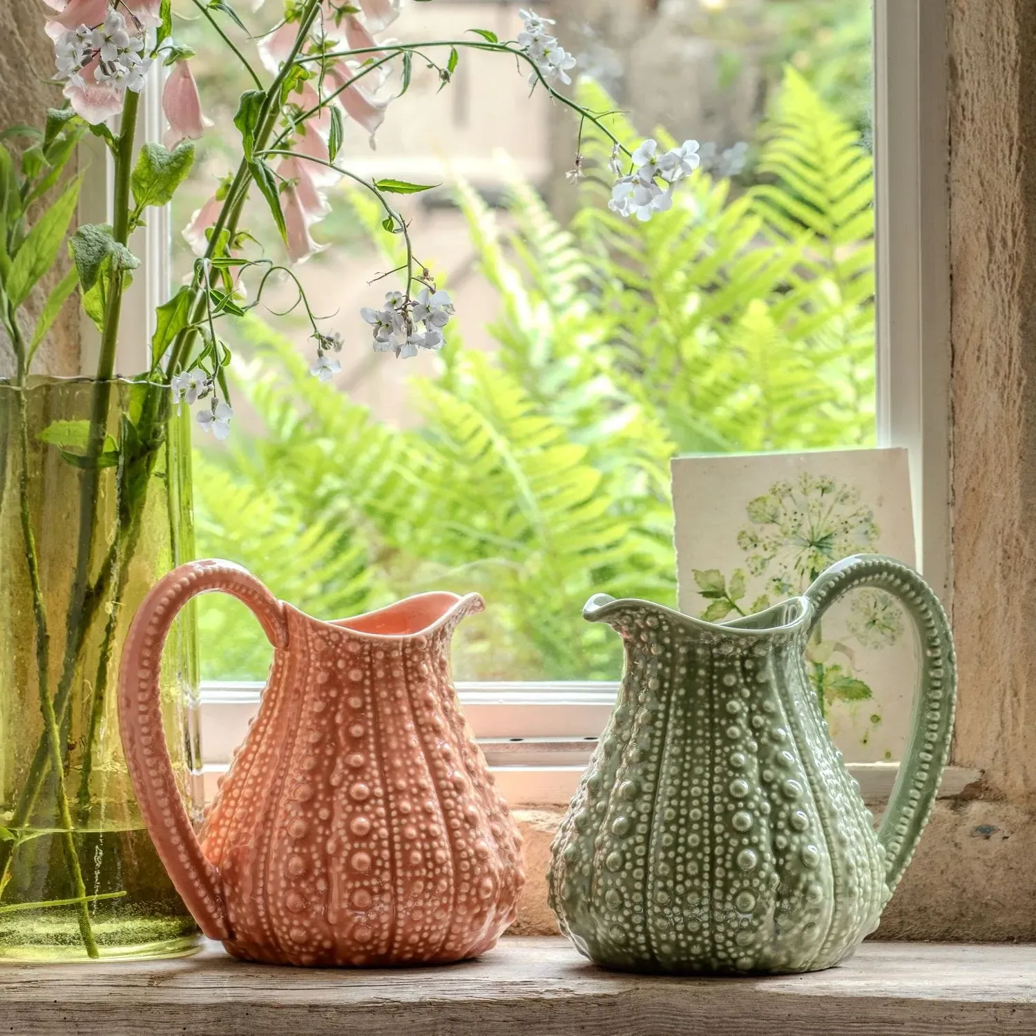 Urchin Jug - Sage Green, Porcelain