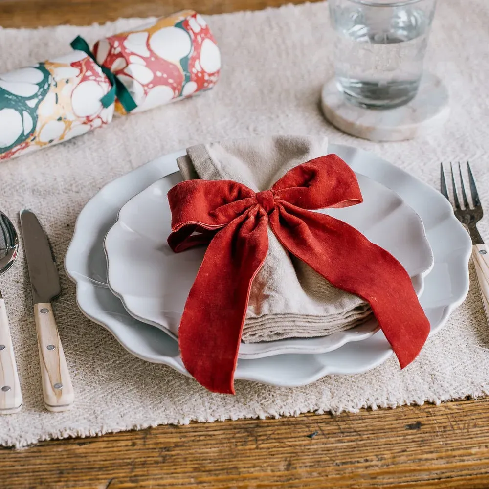 Velvet Bow - Red & White Stripe