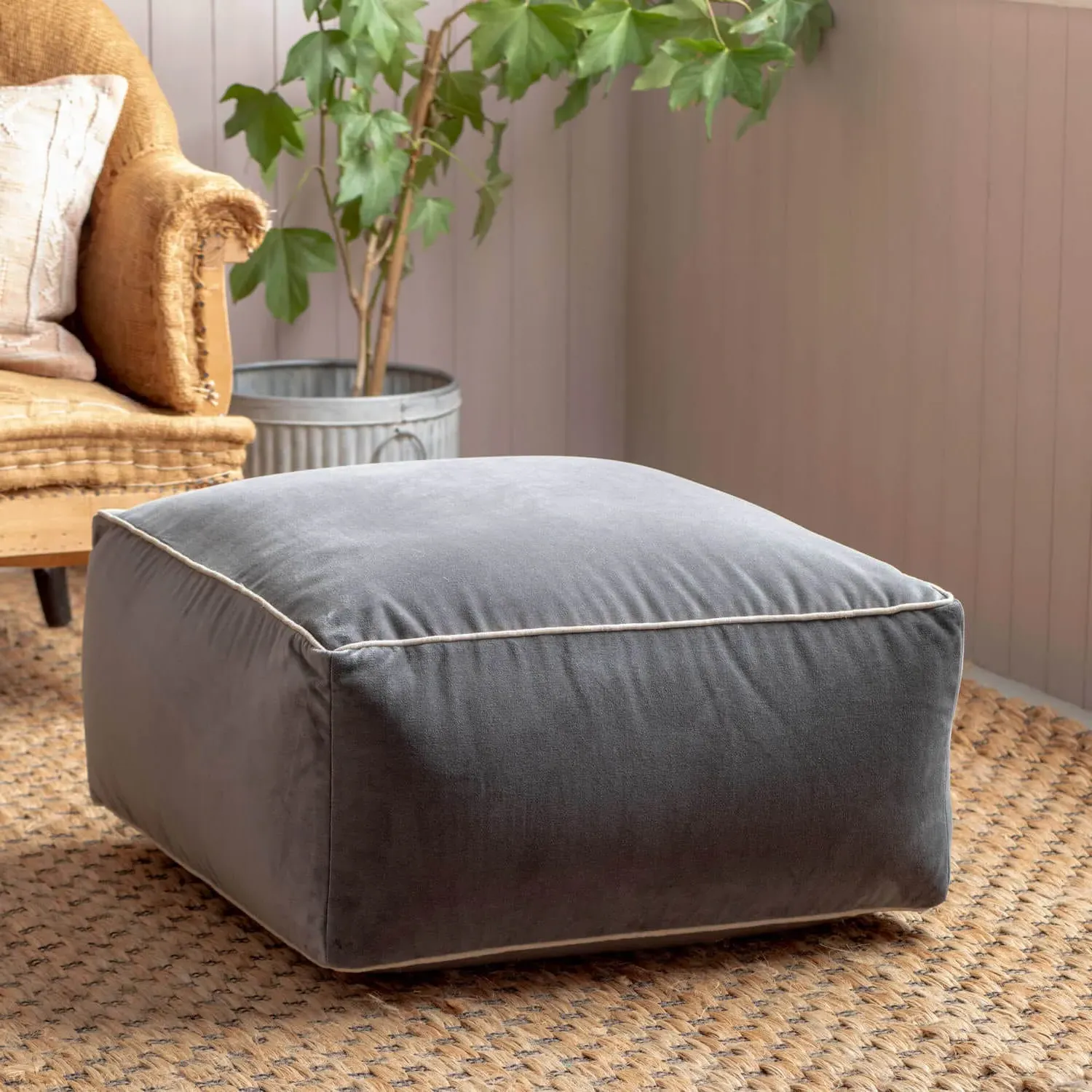 Velvet Pouffe - Teal