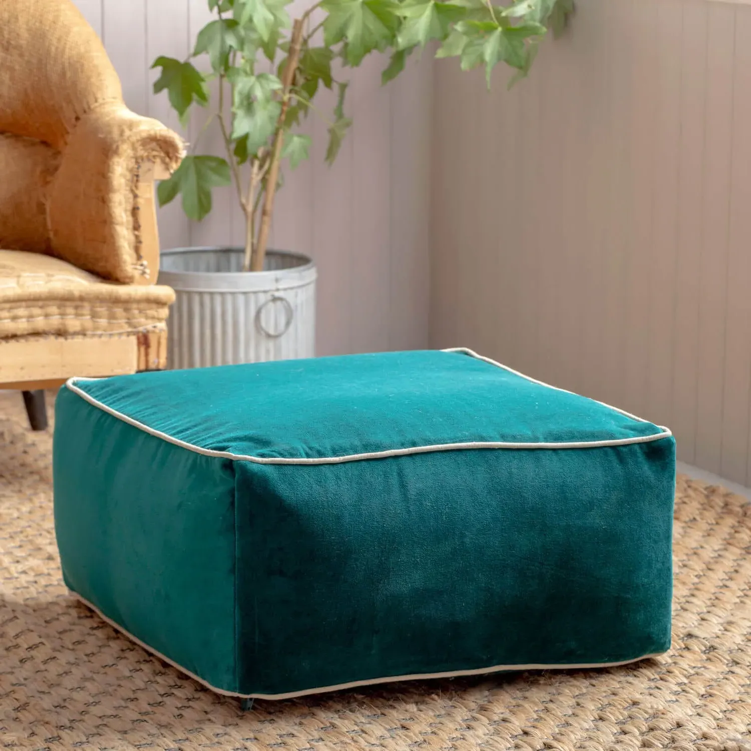 Velvet Pouffe - Teal