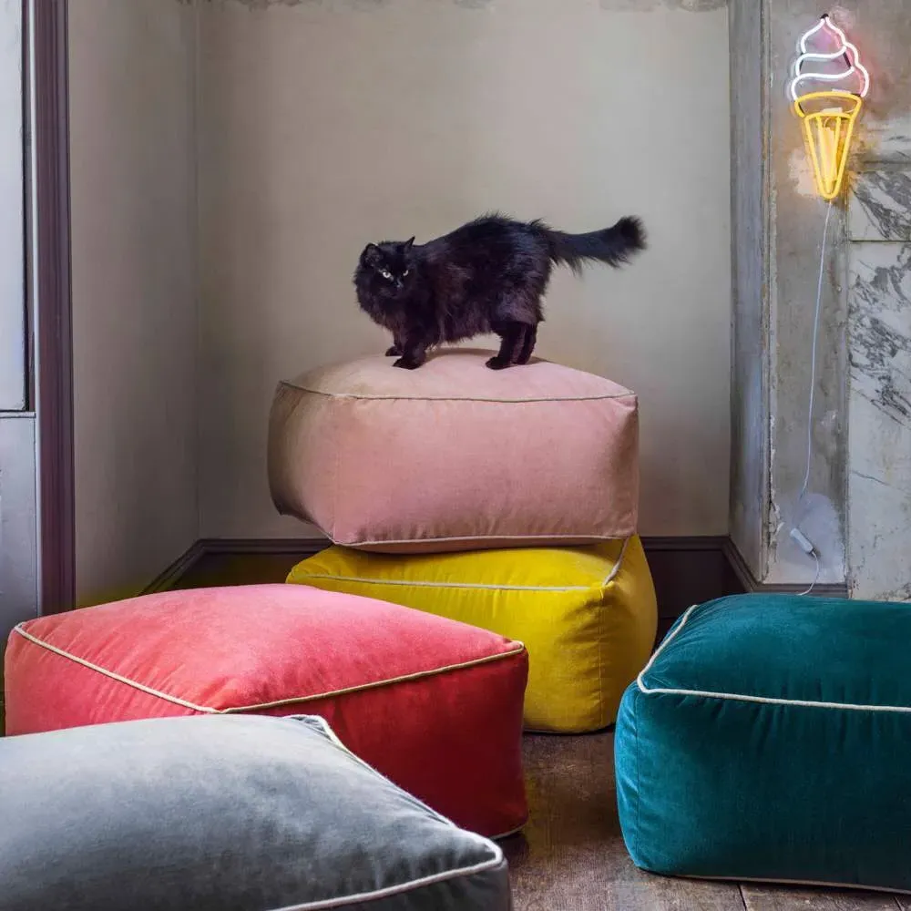 Velvet Pouffe - Teal image