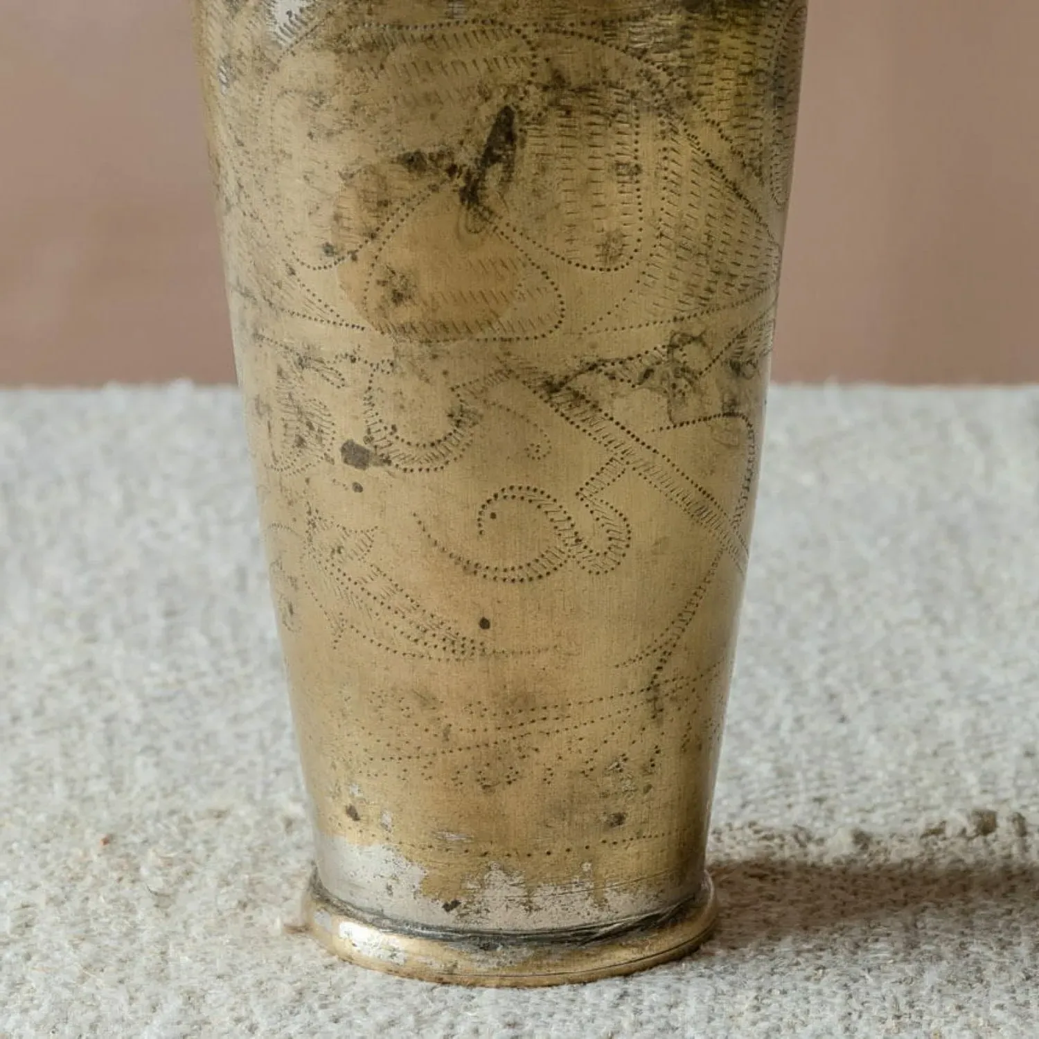 Vintage Brass Etched Lassi Cup - Brass