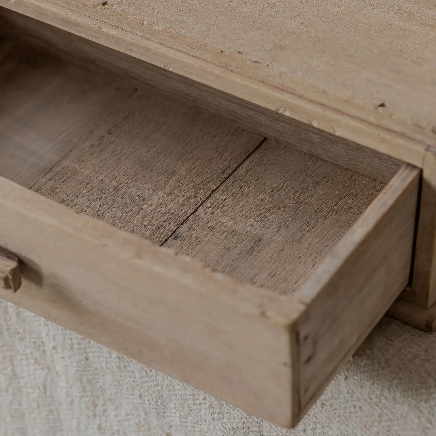 Vintage Dressing Room Wall Mirror with Storage - Teak