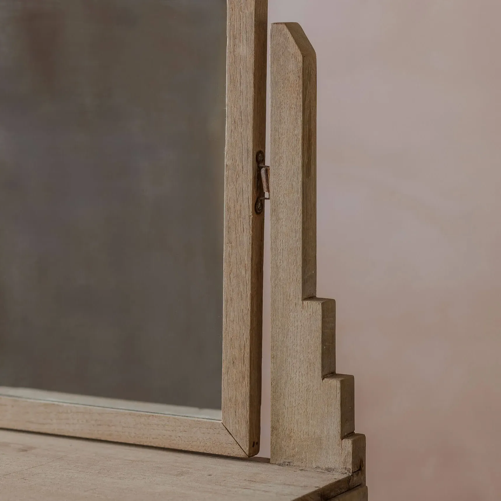 Vintage Dressing Room Wall Mirror with Storage - Teak