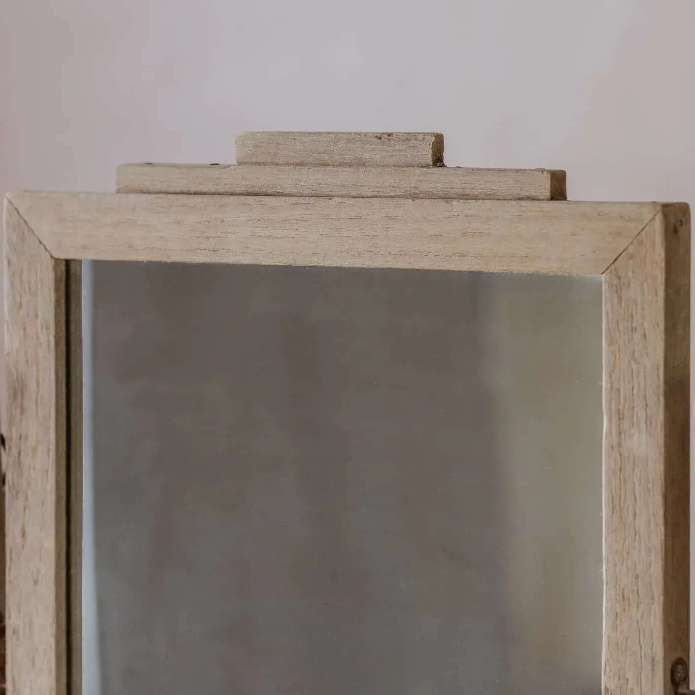 Vintage Dressing Room Wall Mirror with Storage - Teak