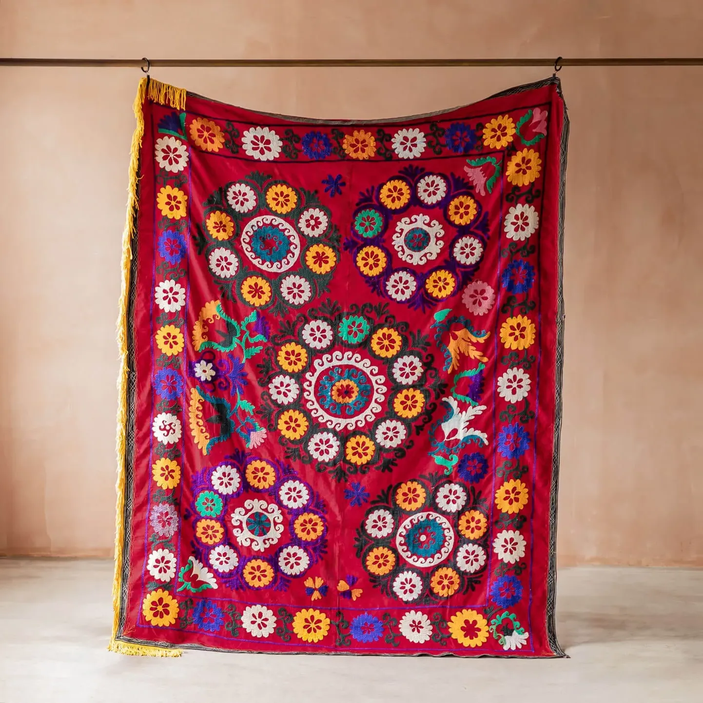 Vintage Floral Suzani Wall Panel - Multi-Colour, Cotton