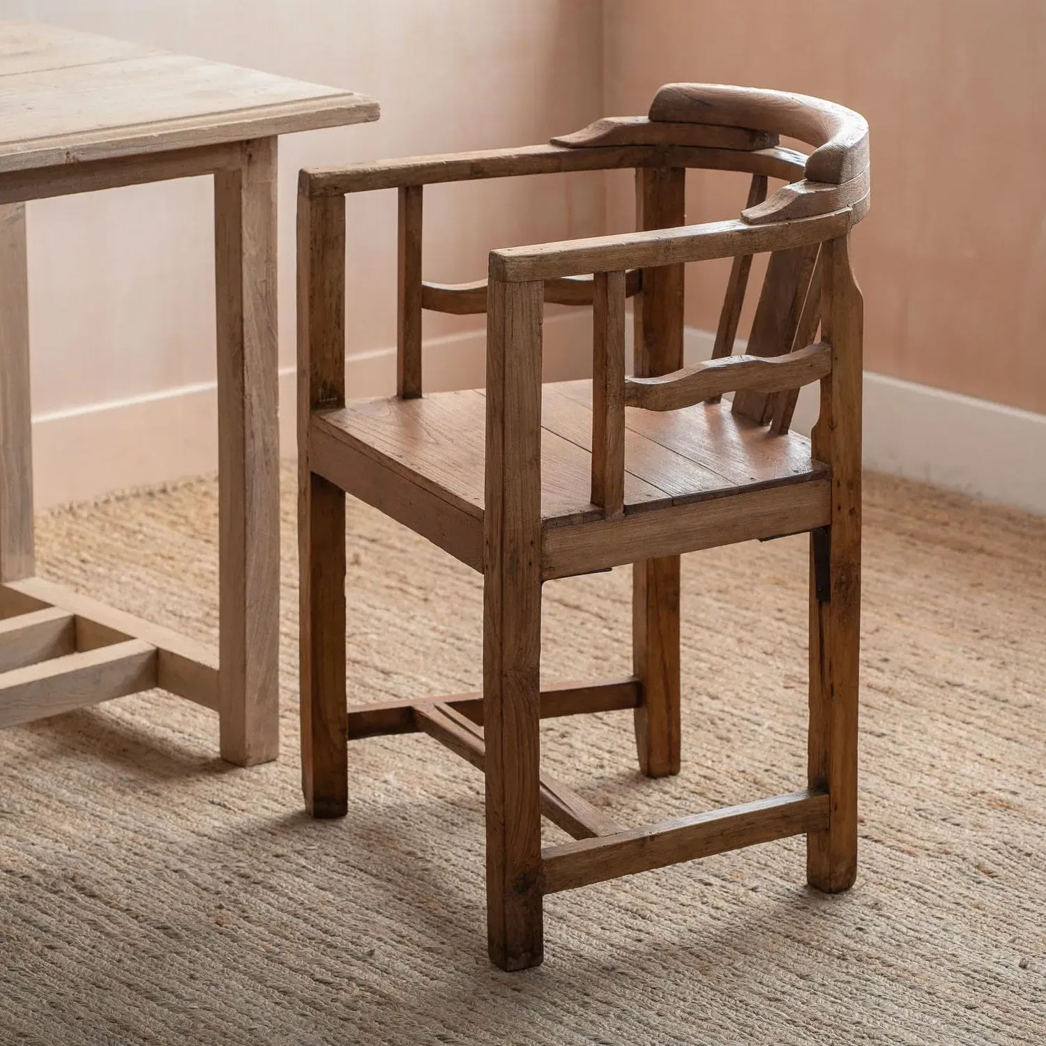 Vintage High-Arm Desk Chair - Dark, Teak Wood image