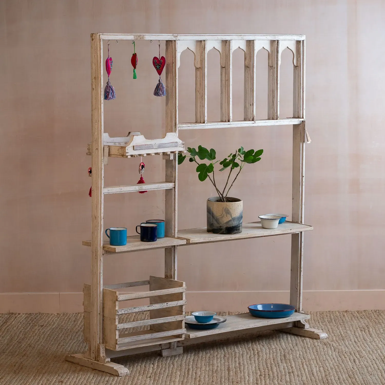 Vintage Natural Wooden Display Shelves - Teak Wood