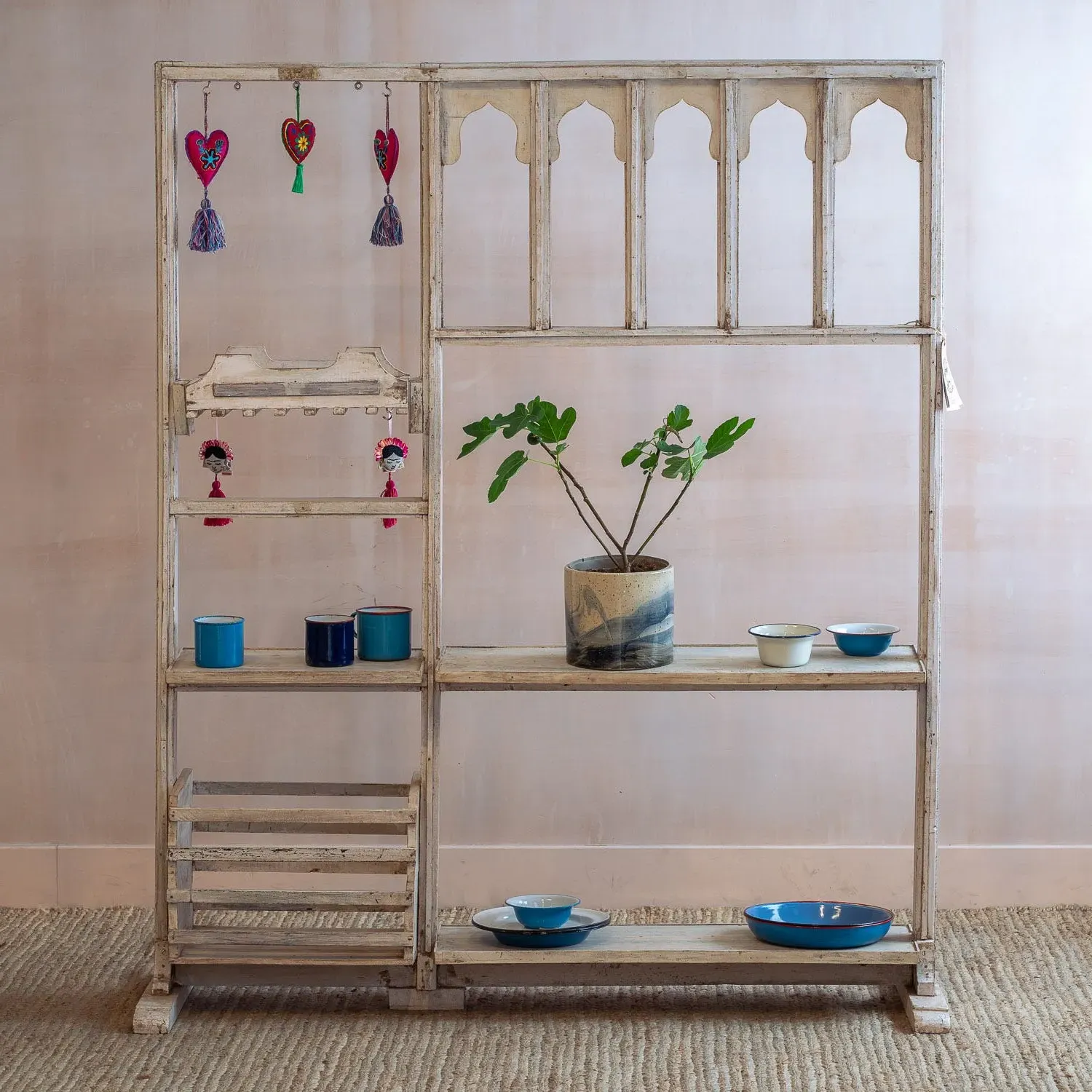 Vintage Natural Wooden Display Shelves - Teak Wood