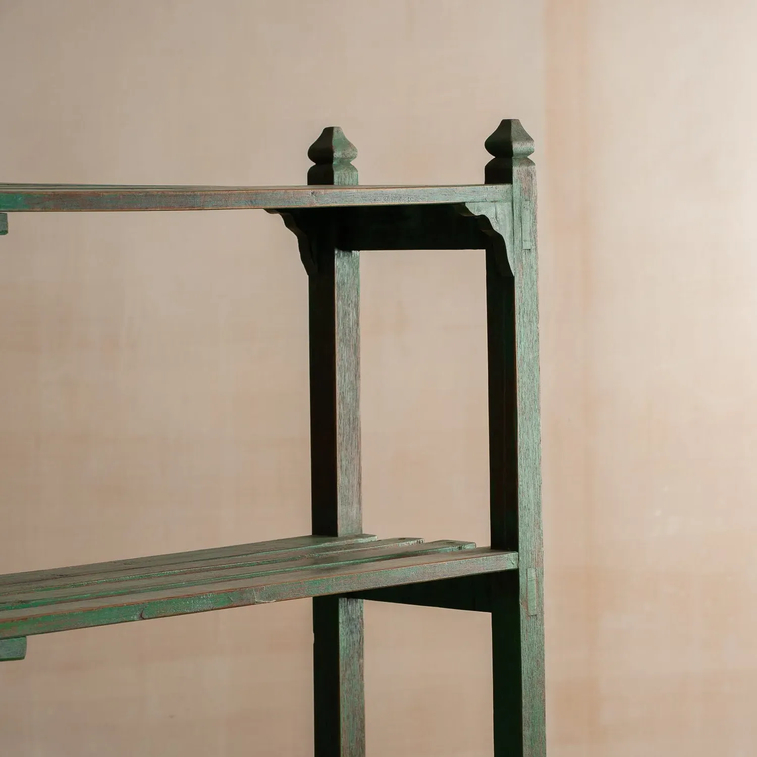 Vintage Painted Shelving Unit - Emerald Green, Teak