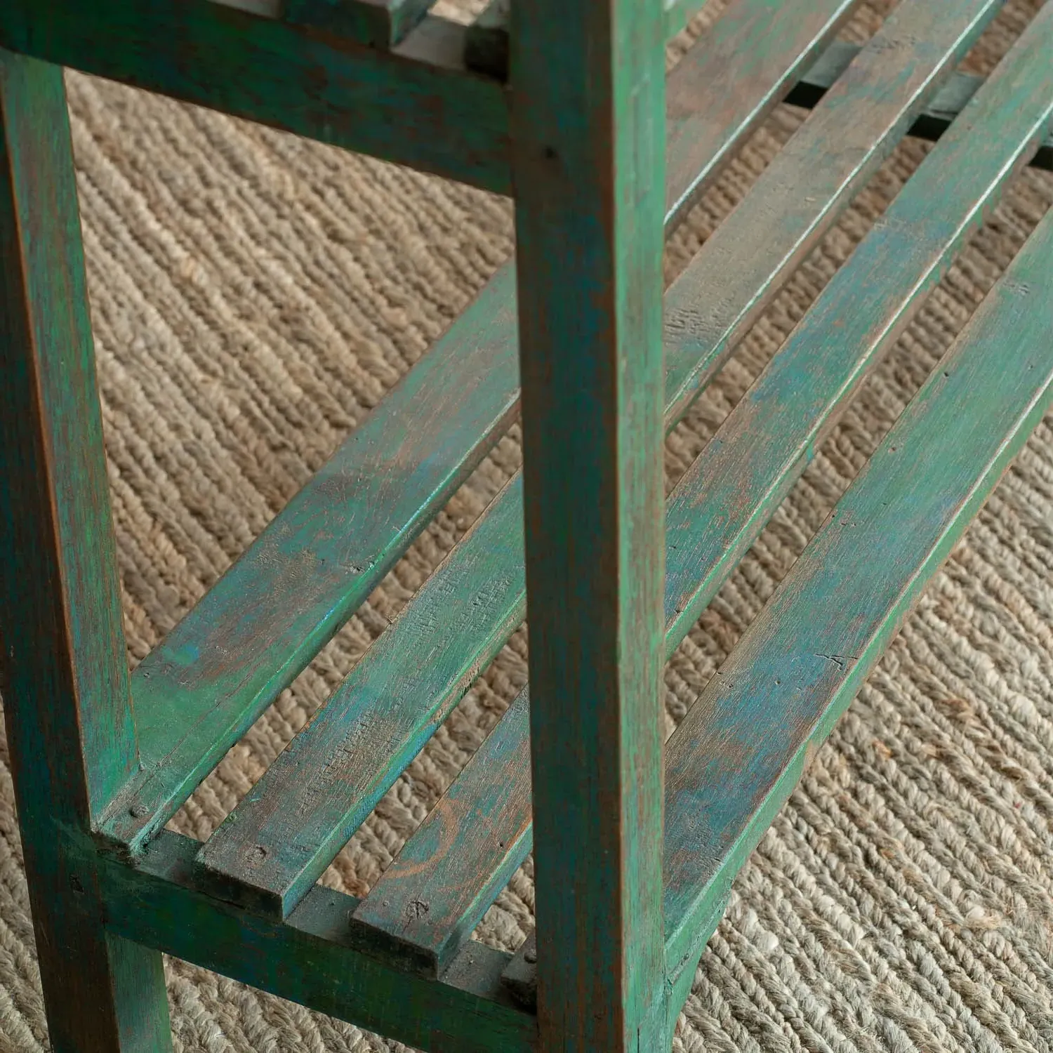 Vintage Painted Shelving Unit - Emerald Green, Teak