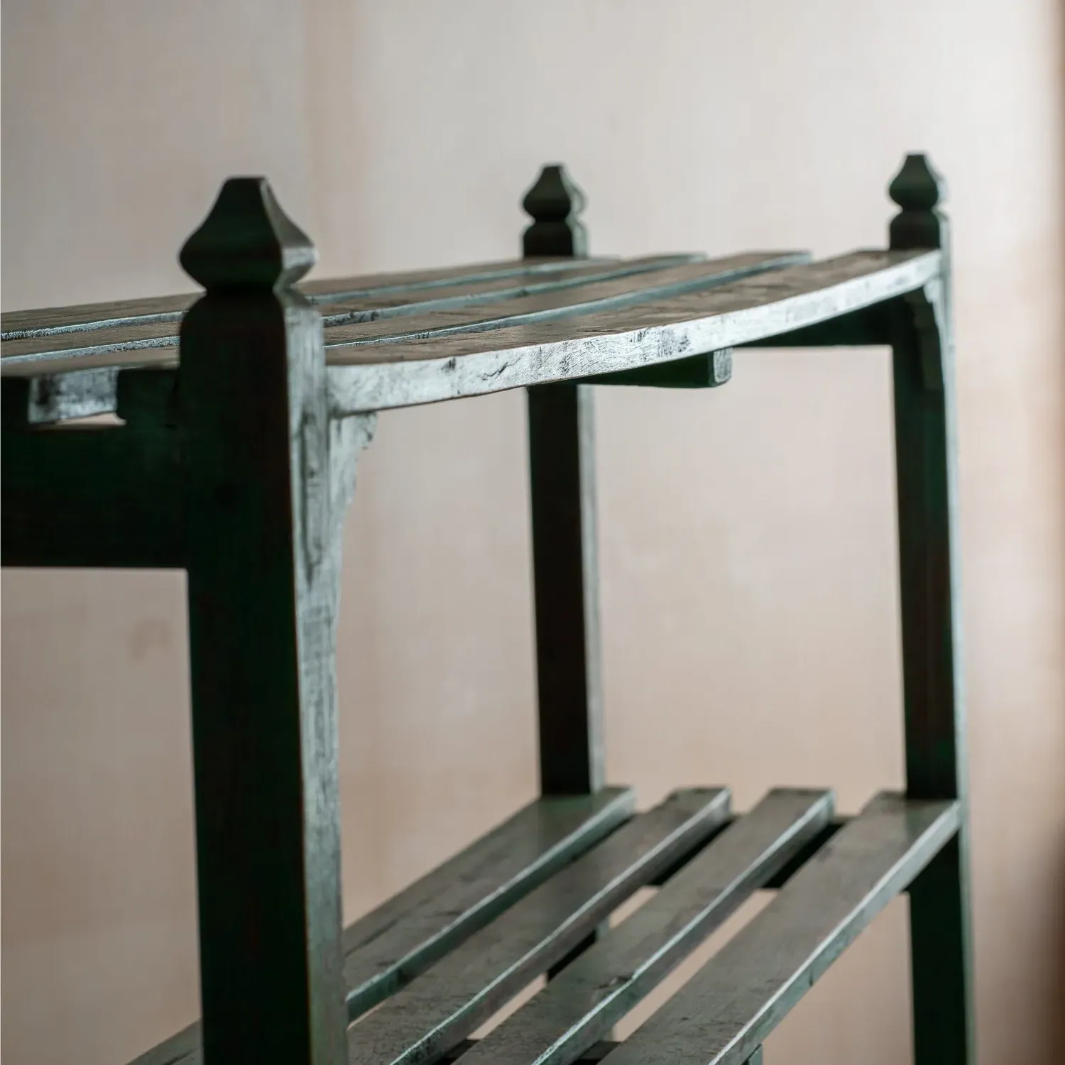 Vintage Painted Shelving Unit - Emerald Green, Teak