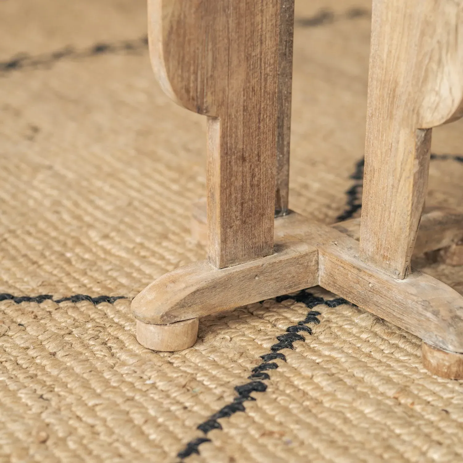 Vintage Round Side Table - Light Wood, Teak