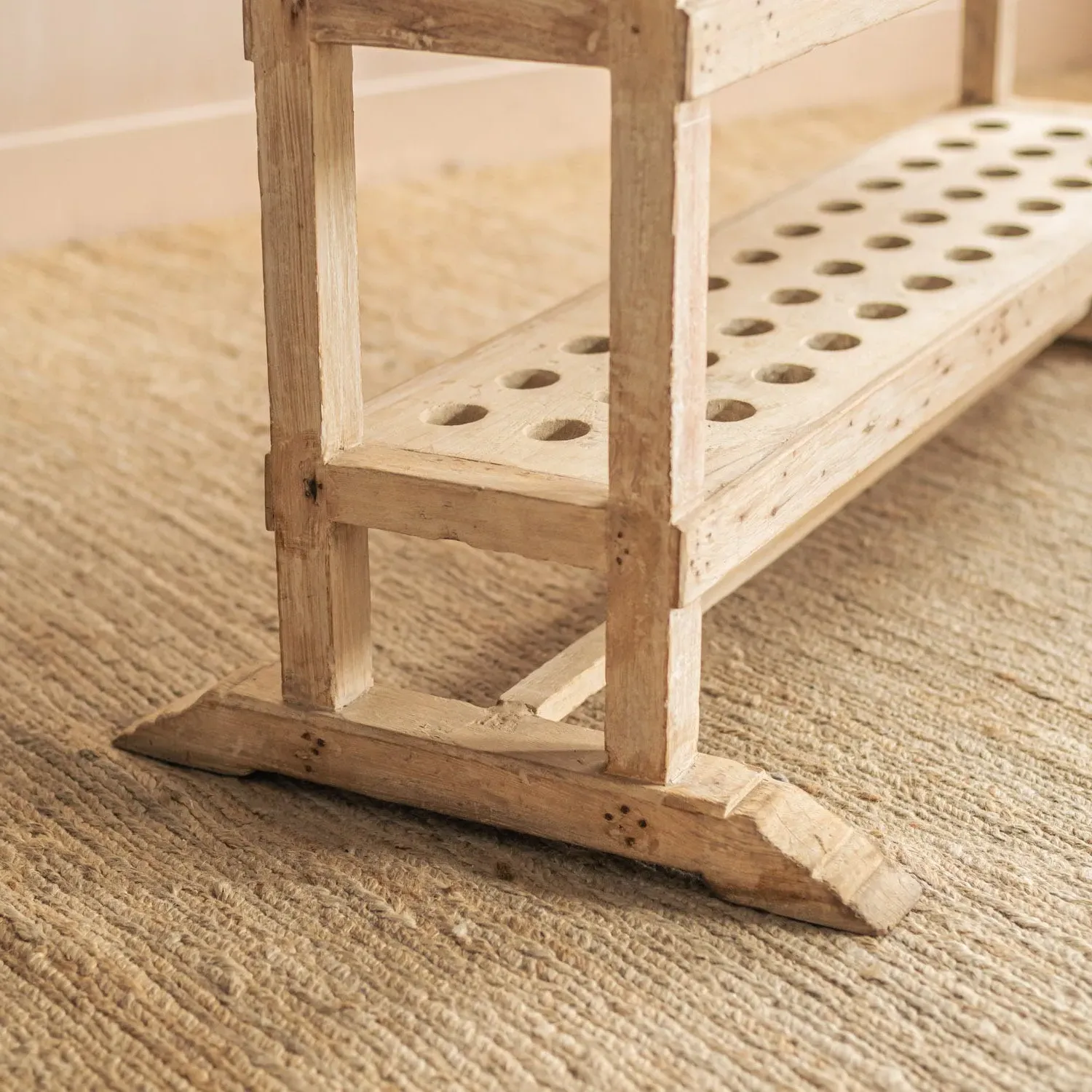 Vintage Shelving Unit with Holes - Light Wood, Teak