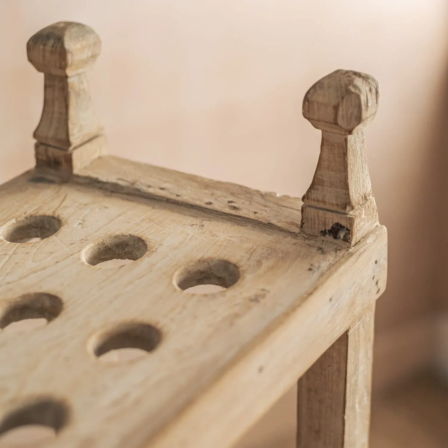 Vintage Shelving Unit with Holes - Light Wood, Teak
