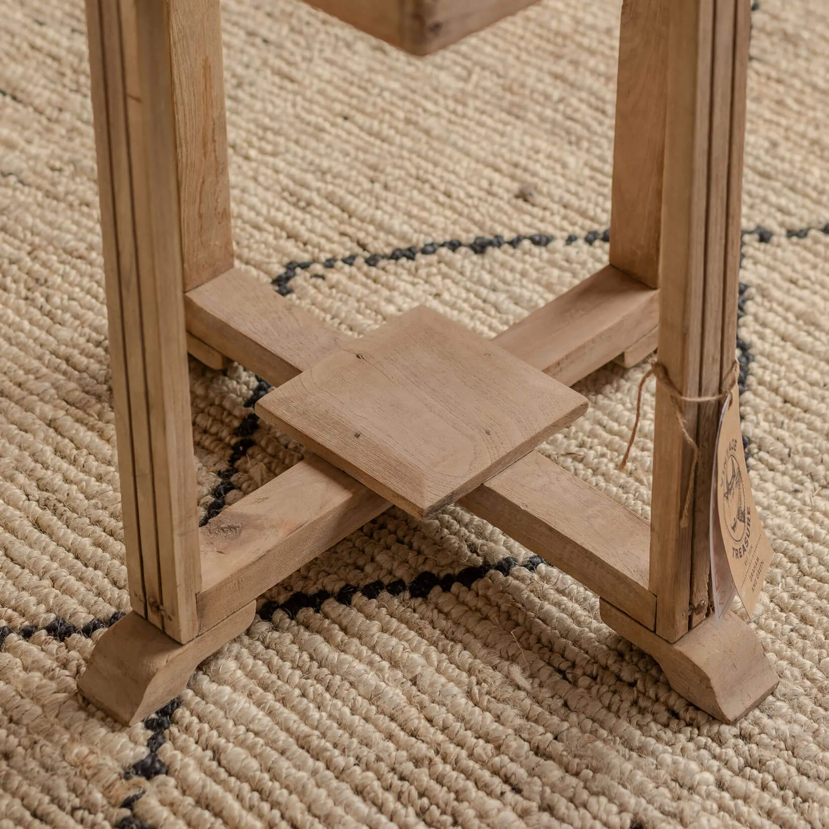 Vintage Square Side Table - Light Wood, Teak