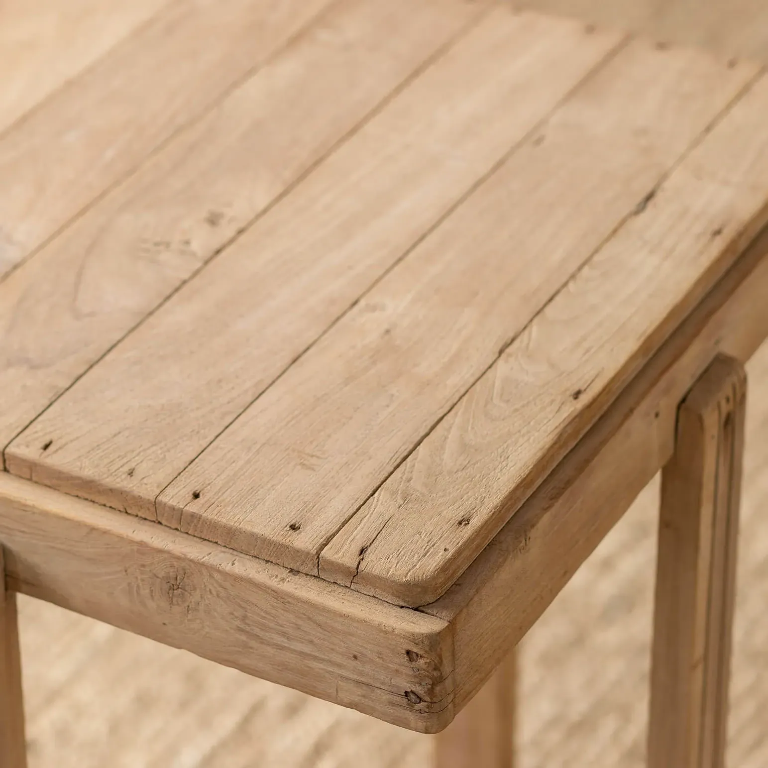Vintage Square Side Table - Light Wood, Teak